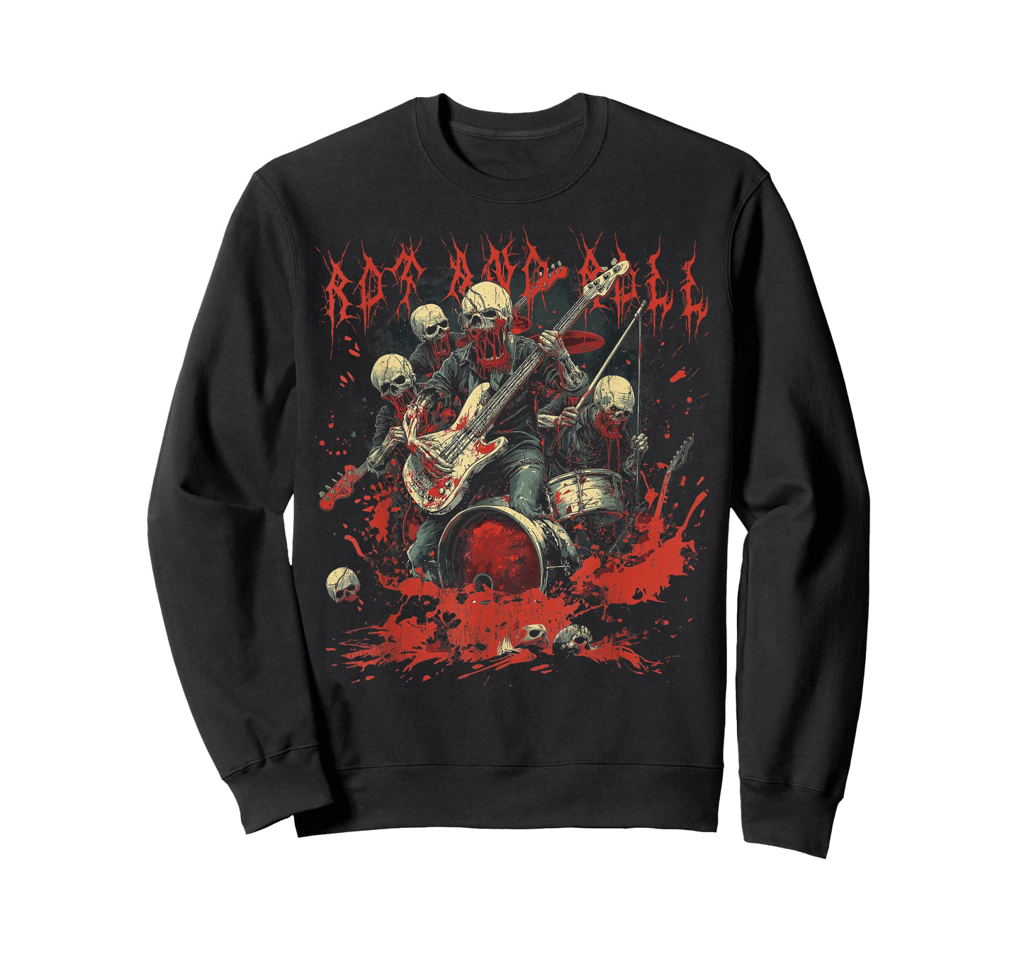 Rock and Blood Zombie Rock Band Rock n Roll Guitar T-Shirt