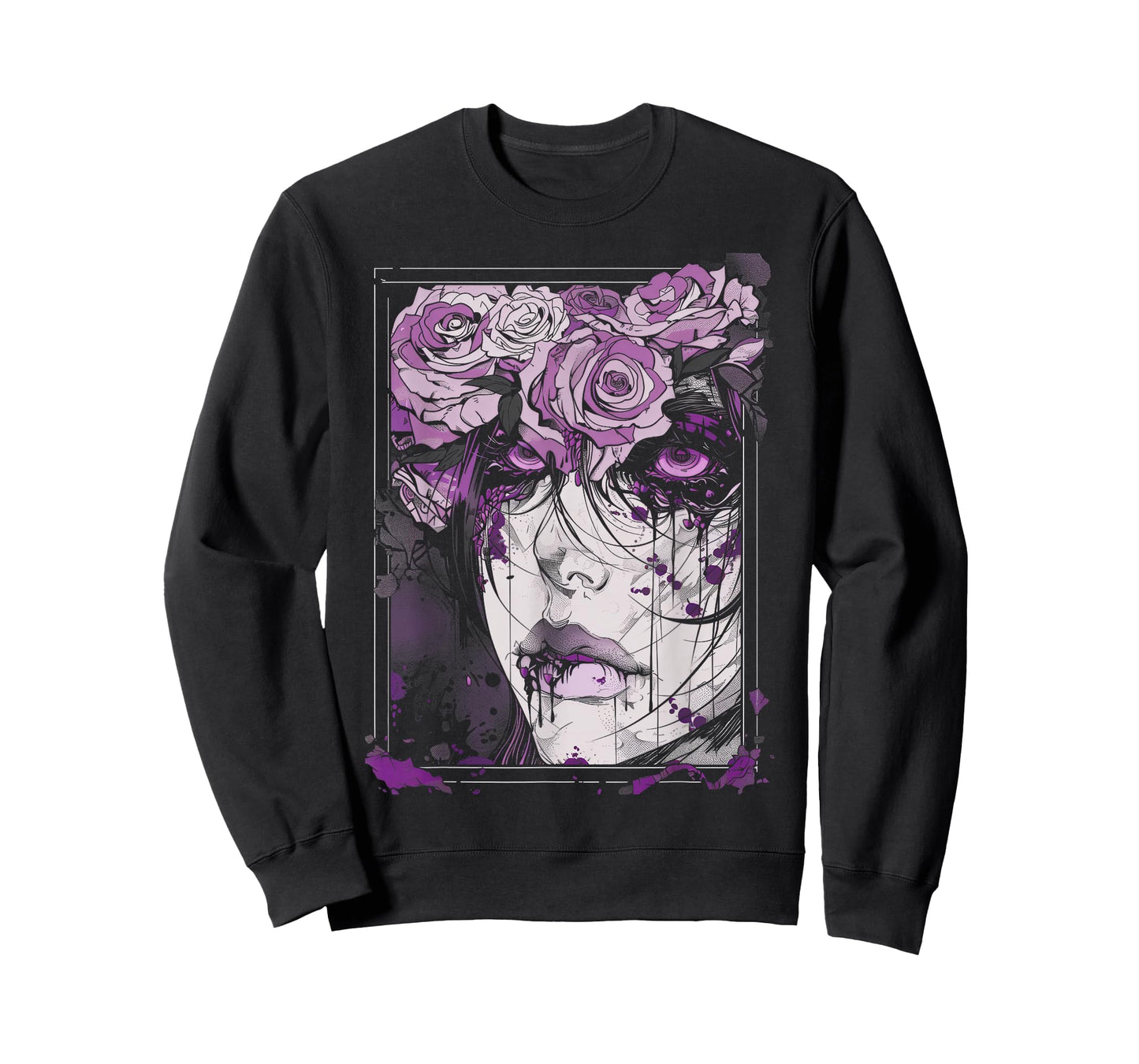 Anime European Goth Castle Sad Flower Art Purple Beauty T-Shirt