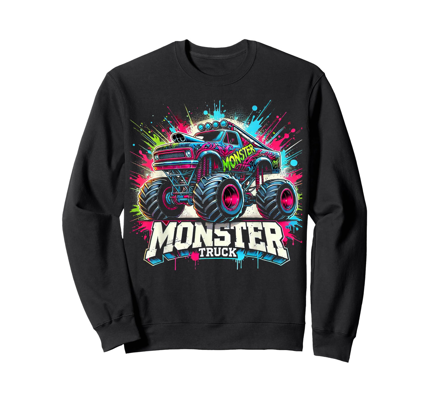 Monster Truck Retro Colorful Graffiti Toddlers Youth Adults T-Shirt
