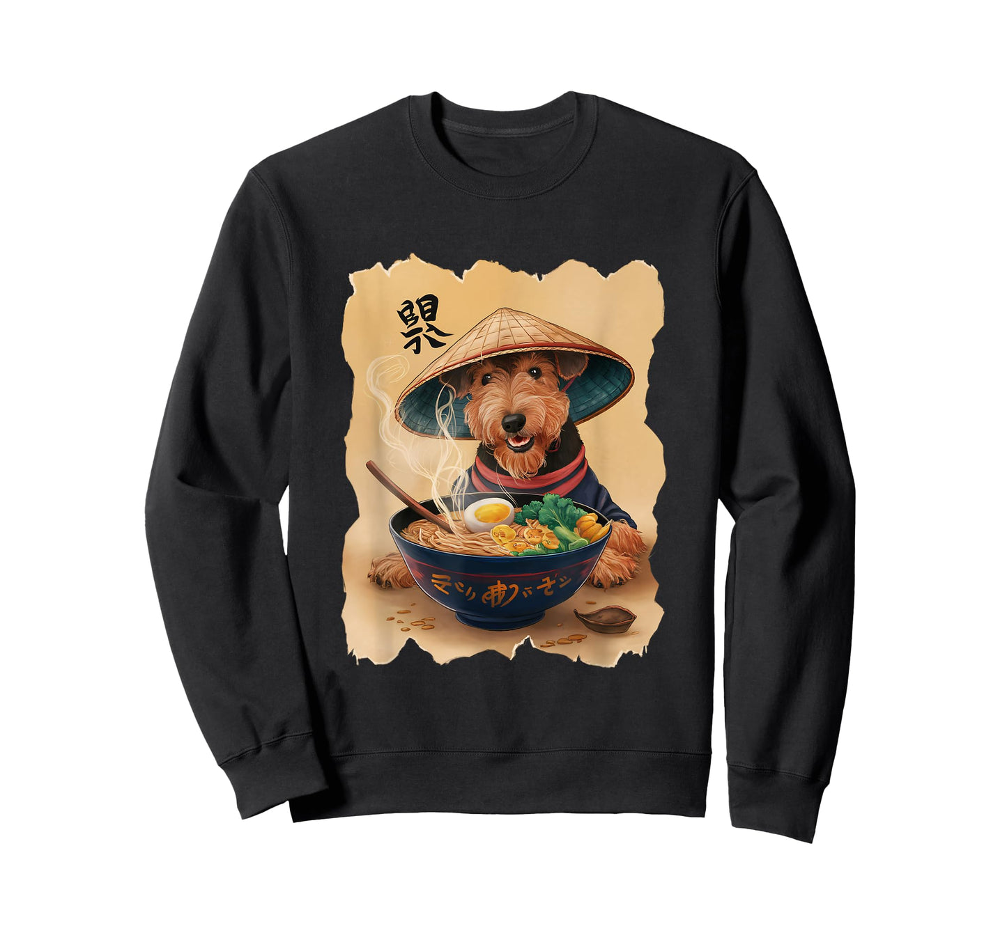 Men Woman Kawaii Eating Ramen Japanese Airedale Terrier T-Shirt