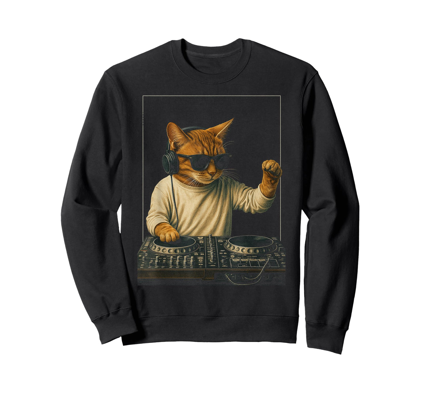 Vintage Orange Tabby Cat Playing Music Cat Lovers DJ Lovers T-Shirt
