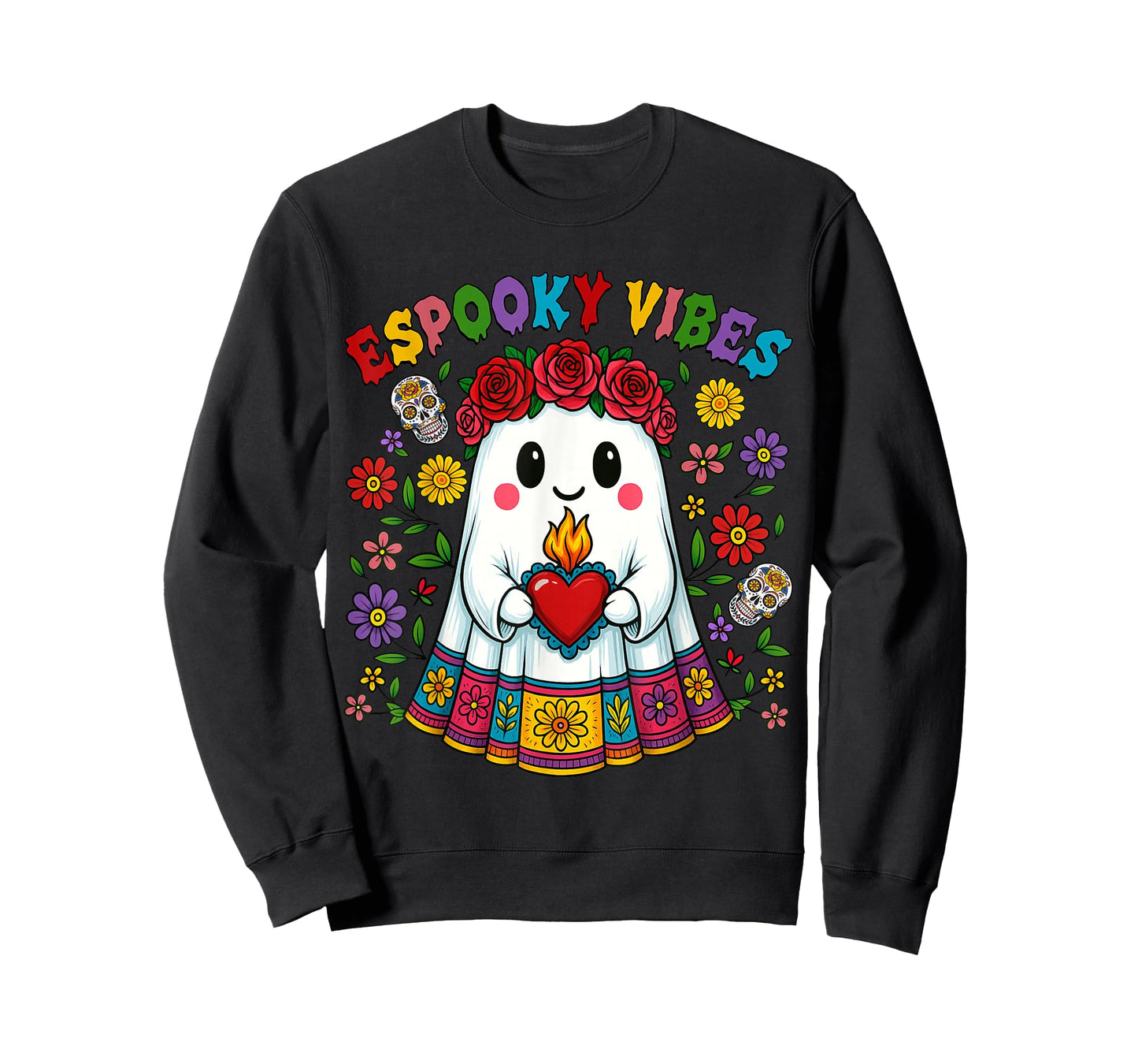 Espooky Vibes Halloween Mexican Concha Ghost Day of The Dead T-Shirt