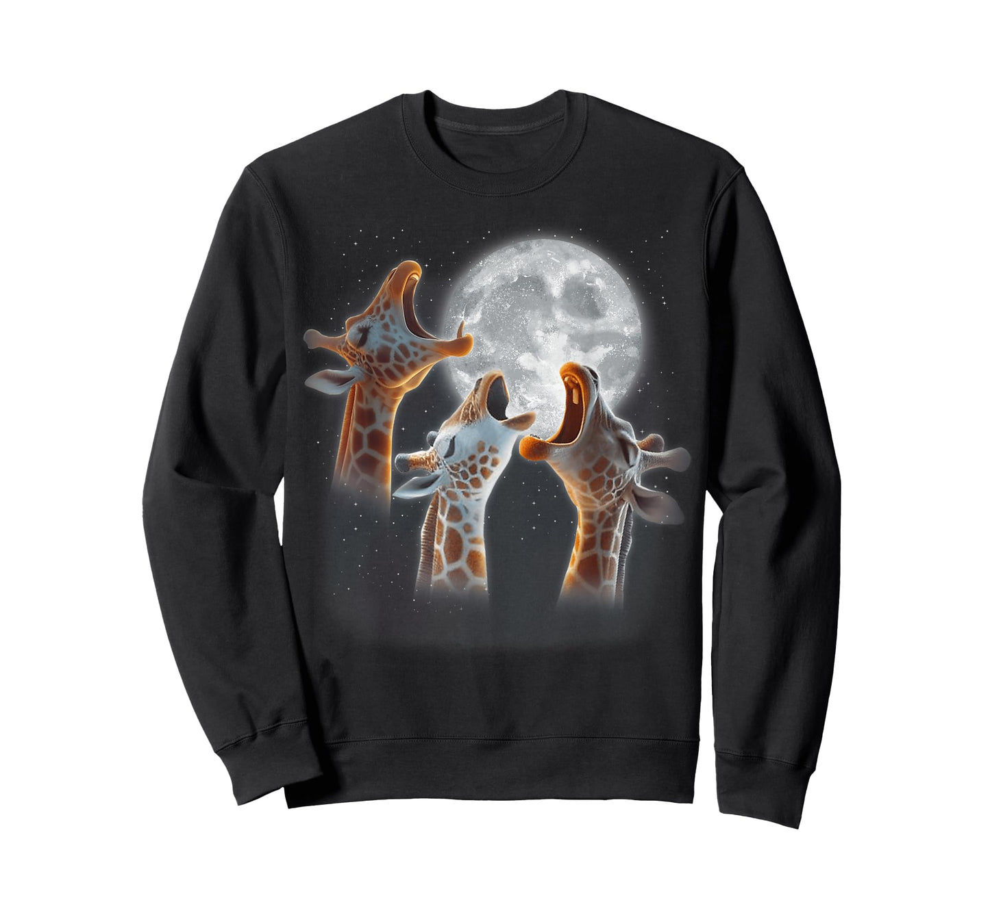 3 Giraffes Howling At The Moon Funny Giraffe Animal Lover T-Shirt