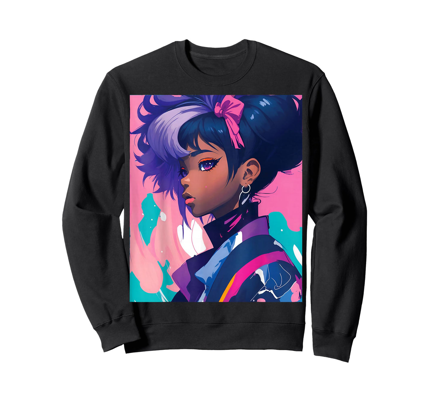Black Anime Girl Kawaii Waifu Aesthetic Japanese T-Shirt