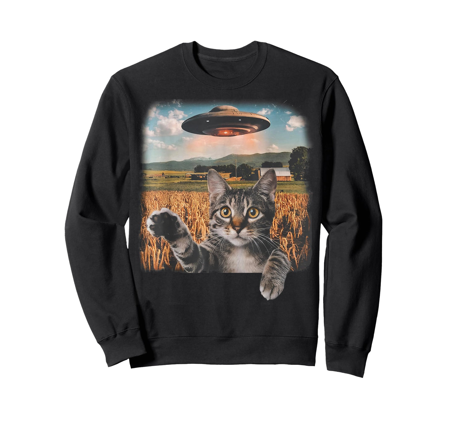 cat selfie with alien ufo T-Shirt