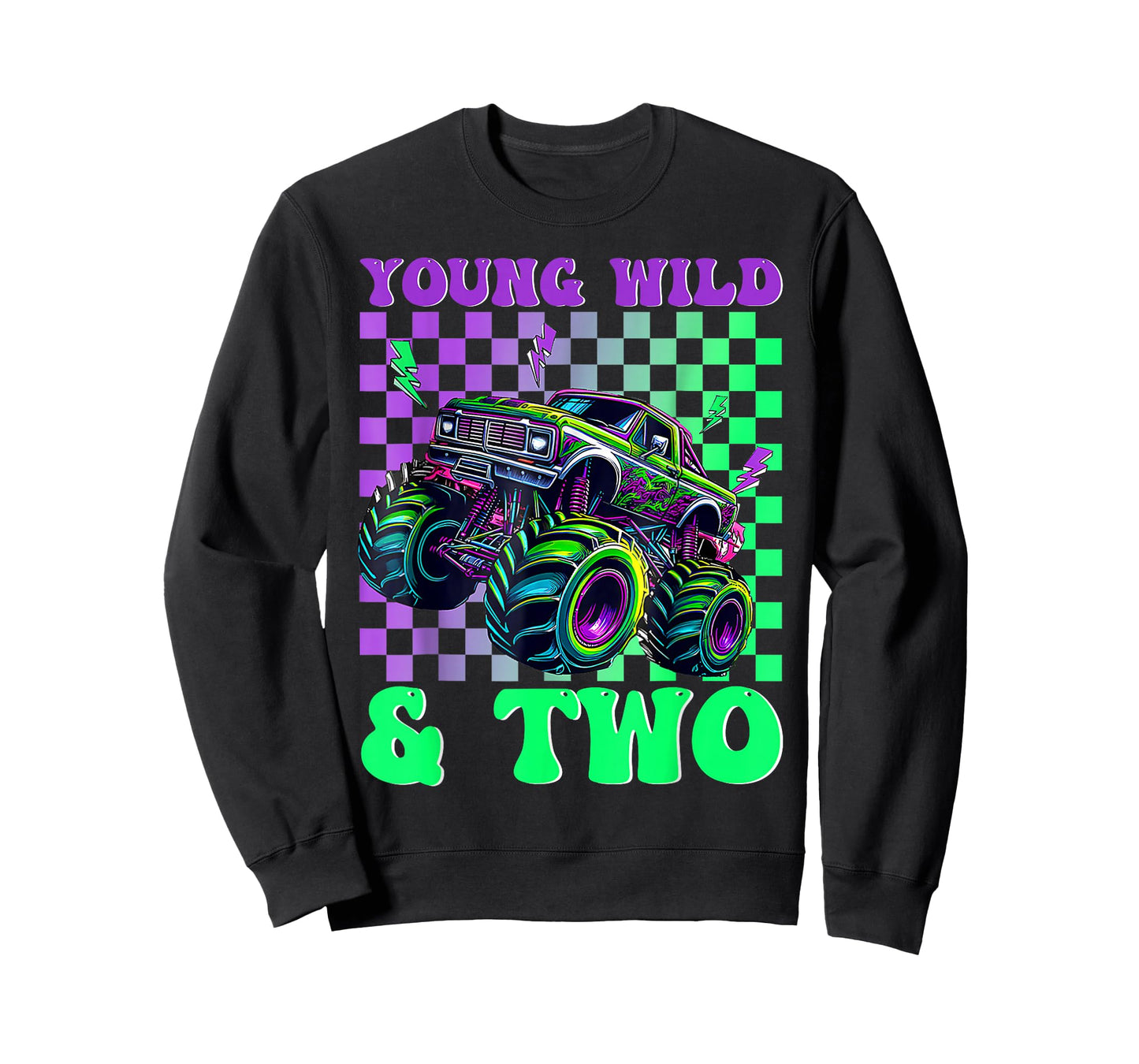 Kids 2nd Birthday Boy Monster Truck Young Wild and Two T-Shirt