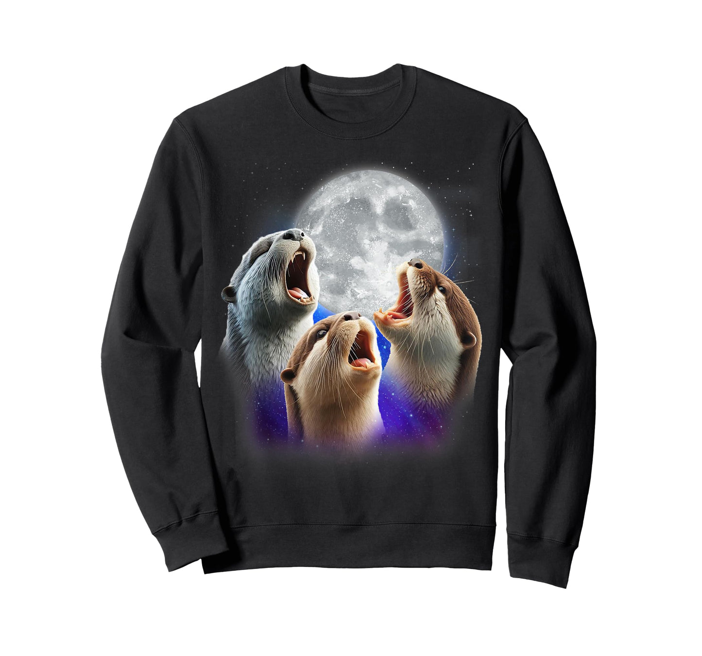 3 Otters Howling At The Moon Funny Sea Otter Animal Lover T-Shirt
