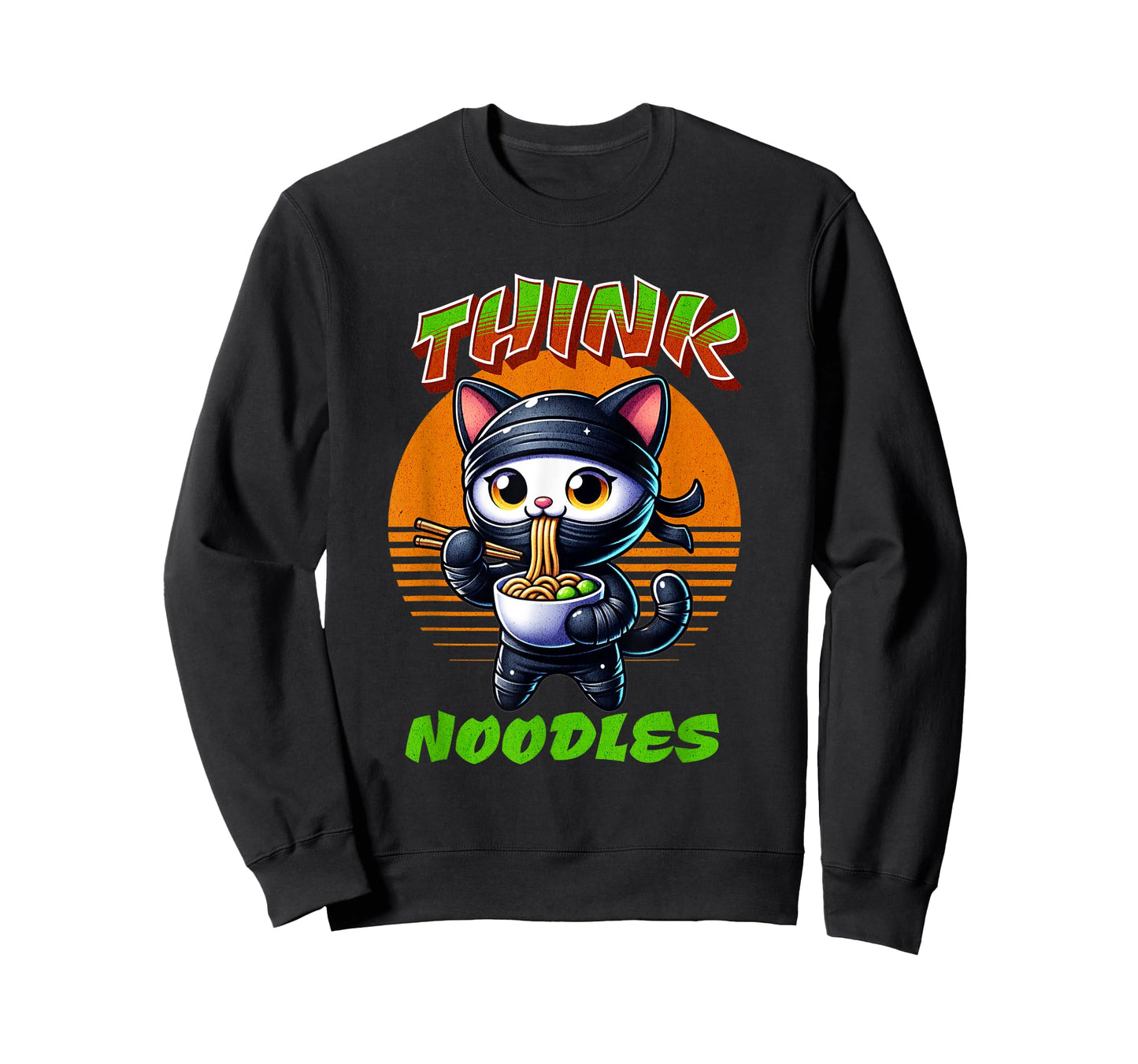 Think Noodles mmm noodles Kawaii Ninja Cat Funny Cat Men Women Kids T-Shirt
