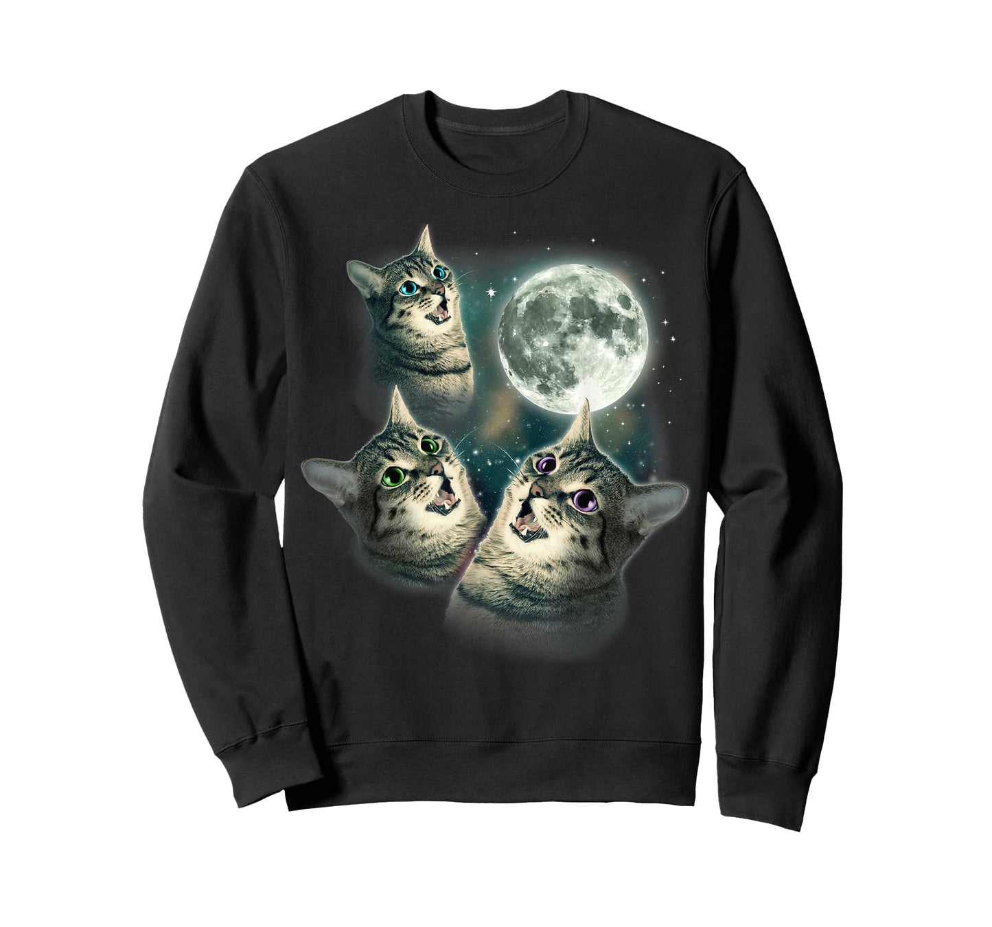 Funny Cat Shirt | Three Cat Moon 3 Wolfs Cute Kitten Graphic T-Shirt