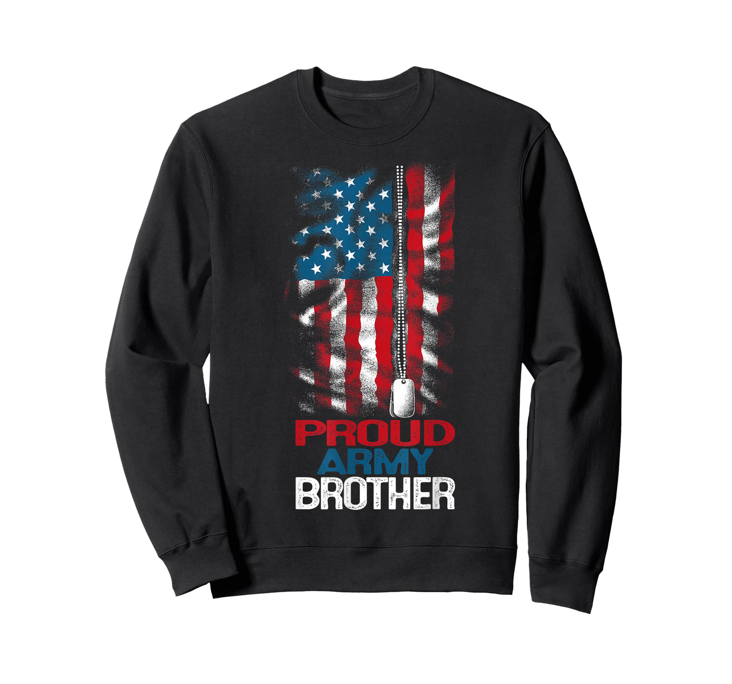 Proud Army Brother US Flag and America Dog Tag Military Boy T-Shirt