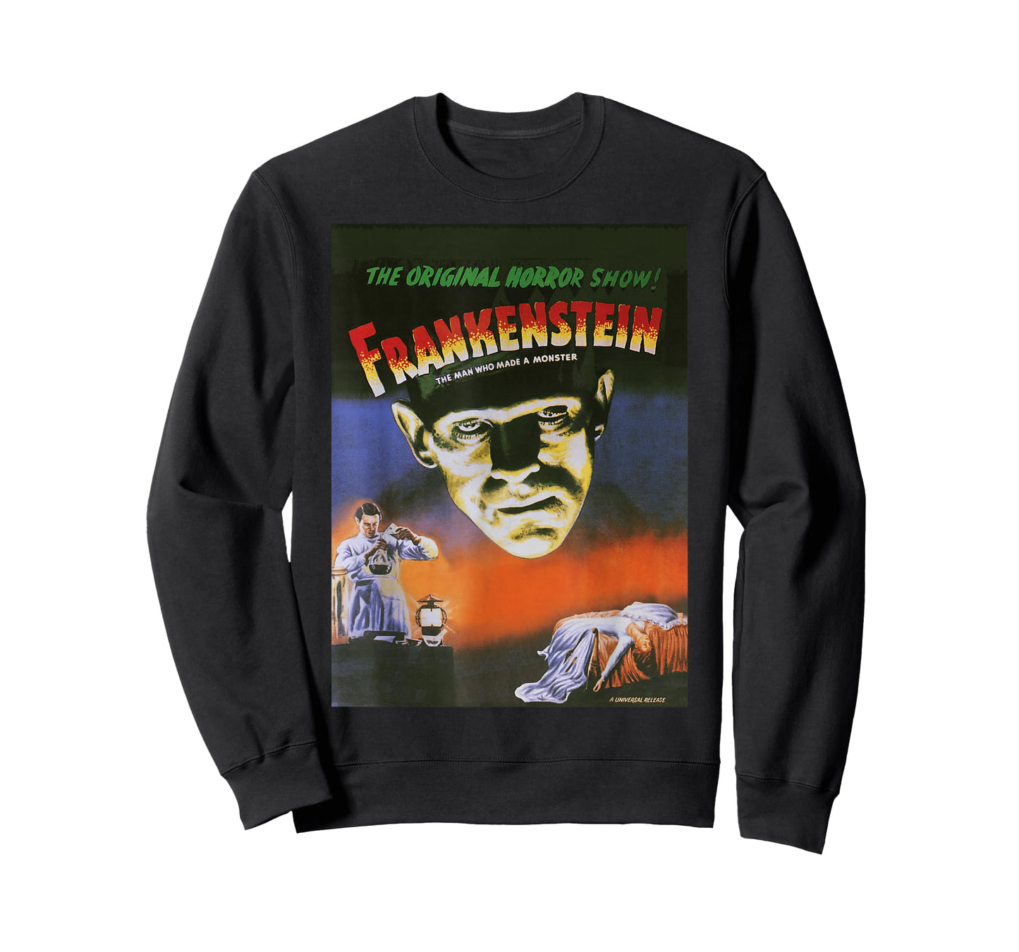 Universal Monsters Distressed Frankenstein Movie Poster T-Shirt