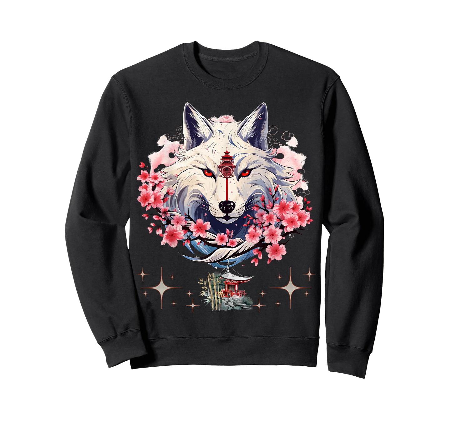 Okami Wolf Japanese Anime Kawaii Blossom Cherry Flower T-Shirt