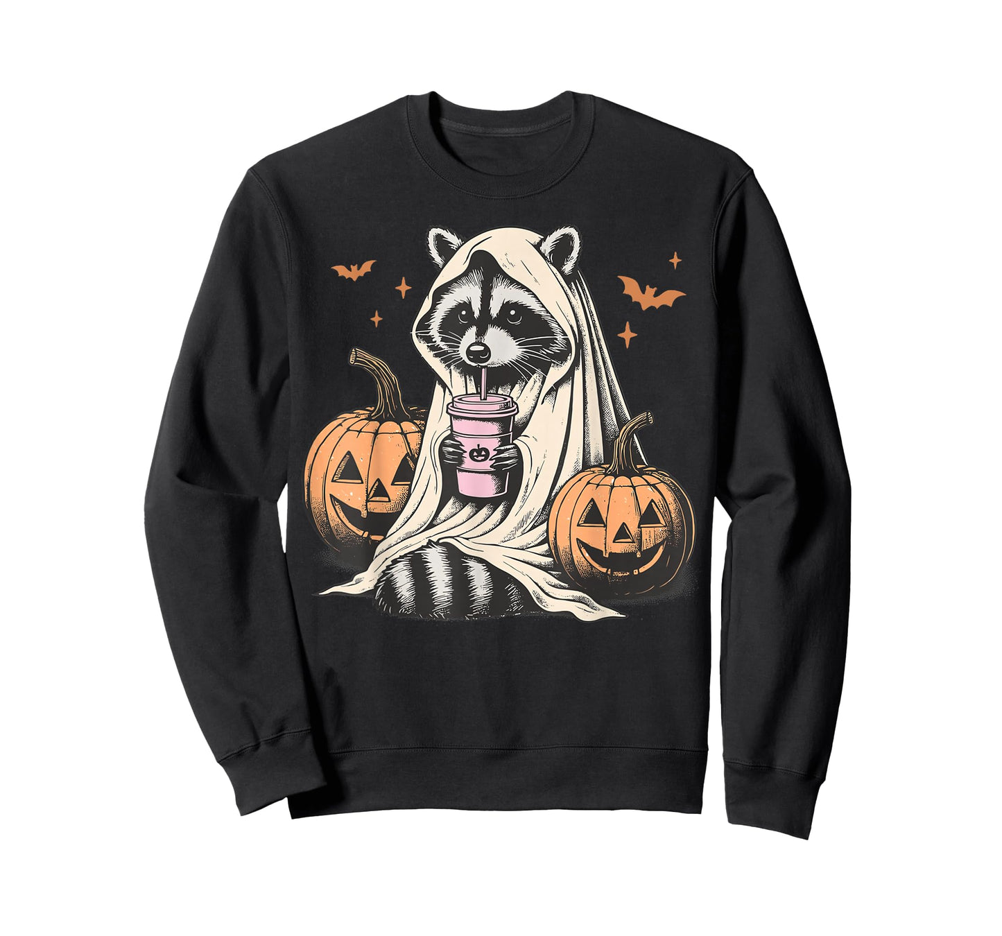 Cute Ghost Pumpkin Halloween Raccoon Costume Raccoon Lovers T-Shirt