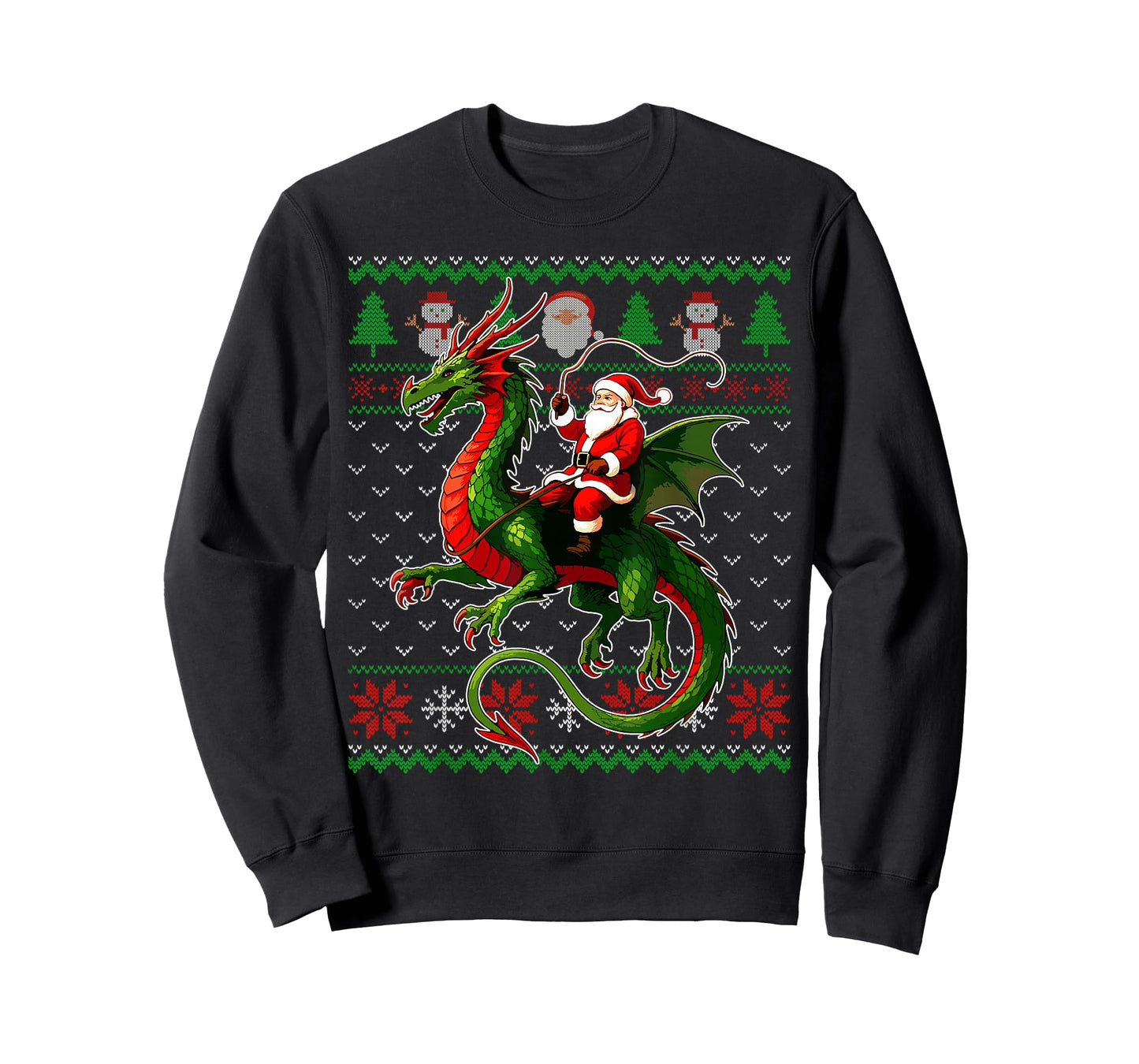 Santa Riding Dragon Ugly Christmas Sweater Xmas Kids Boys T-Shirt