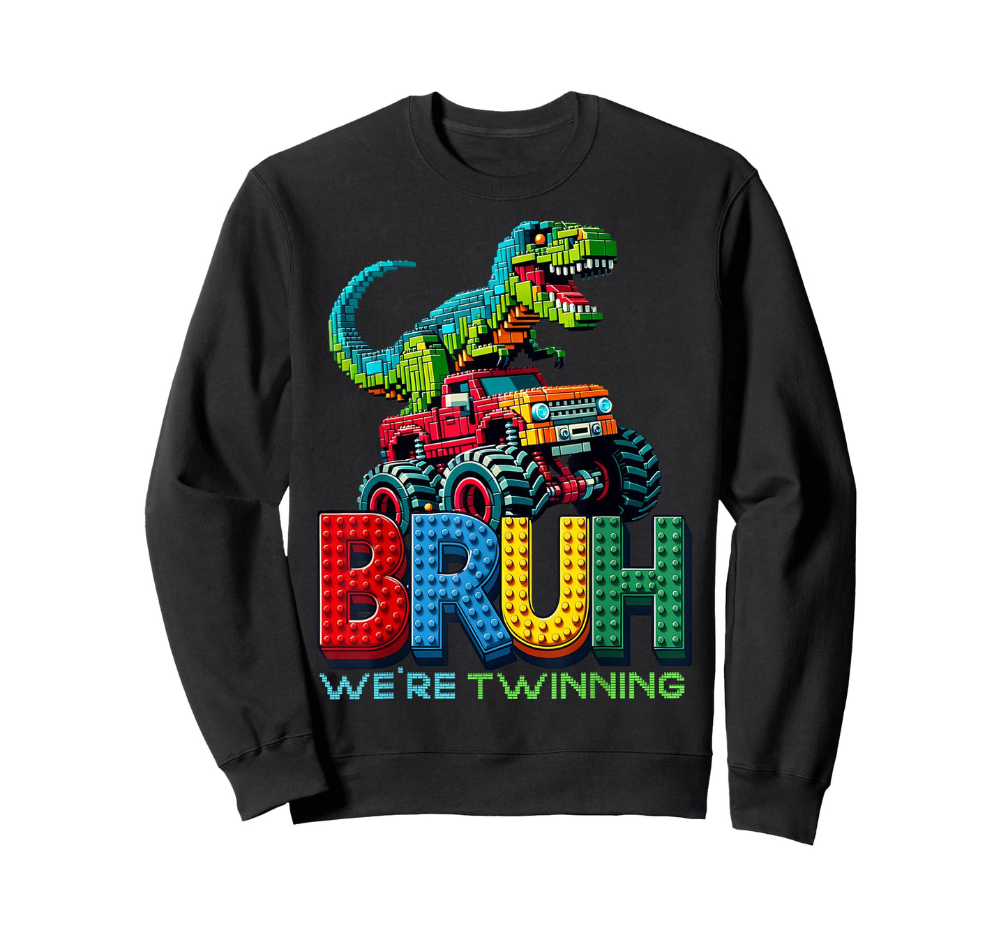 Bruh We're Twinning Boys Twin Day For Spirit Week T Rex Dino T-Shirt