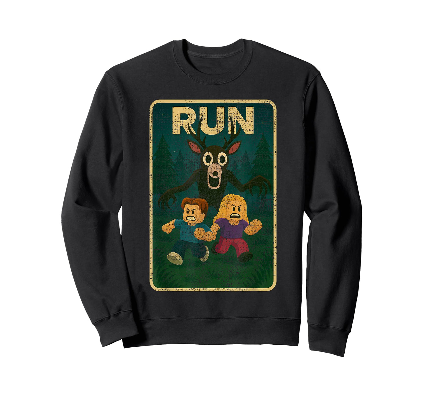 Run - 99 Nights Halloween Gamer Deer in The Forest Kids Meme T-Shirt