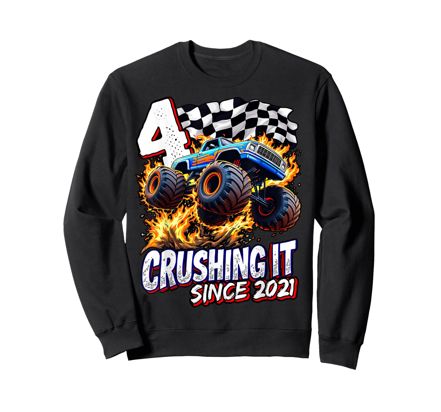 Birthday Monster Truck 4 year Old Boys 4th Party Born 2021 T-Shirt