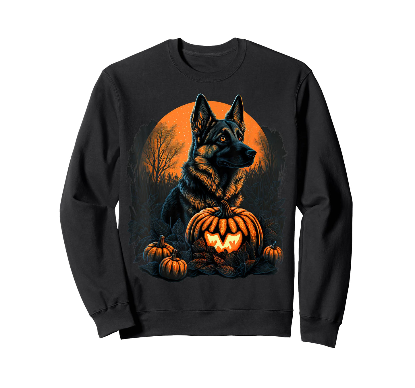 Pumpkin German Shepherd costume on German Shepherd Halloween T-Shirt