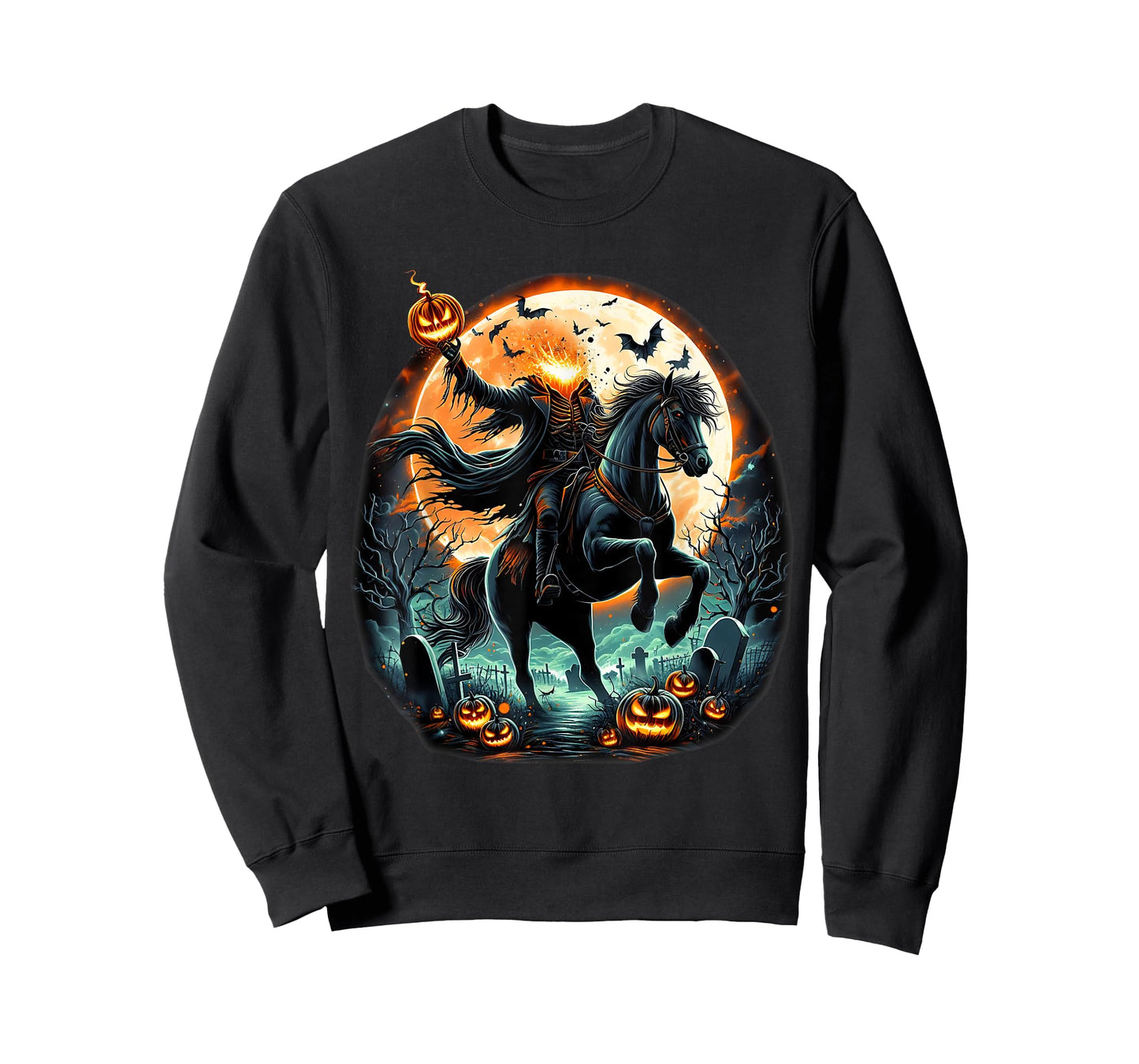 Pumpkin Headless Horseman Scary Halloween Tee T-Shirt
