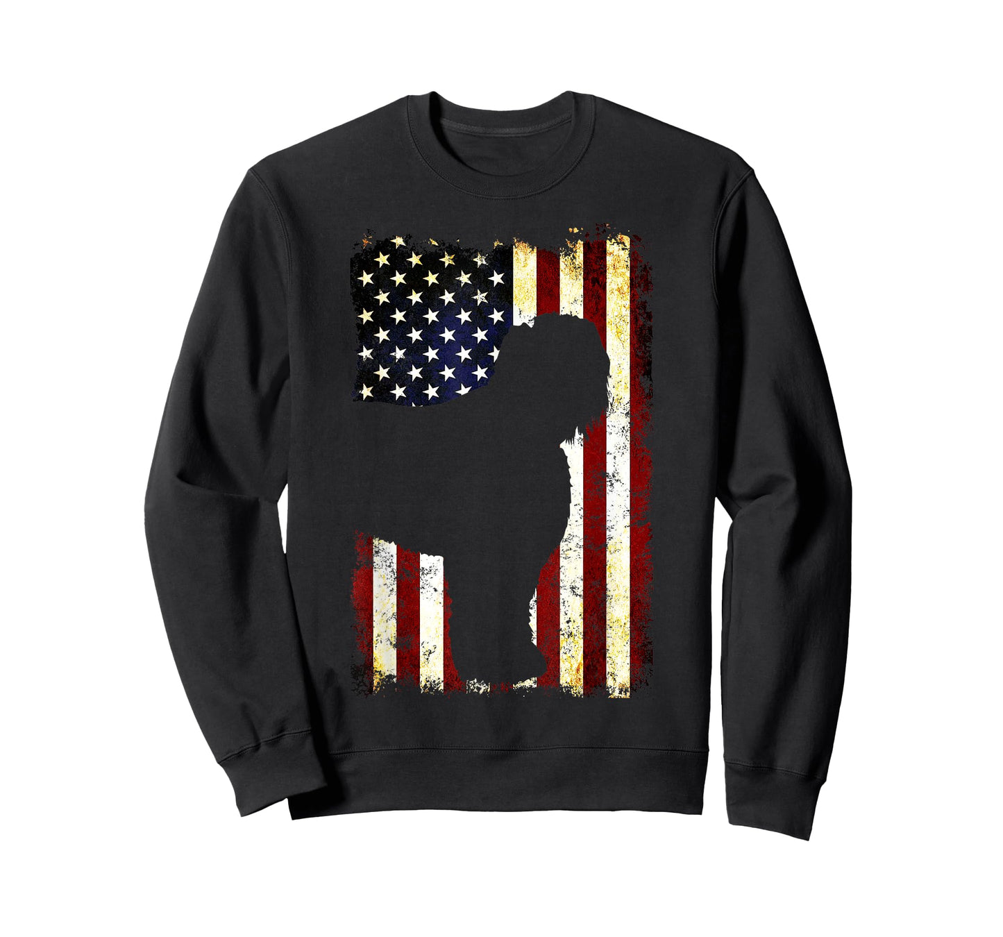 Black Russian Terrier Silhouette American Flag Women Men T-Shirt