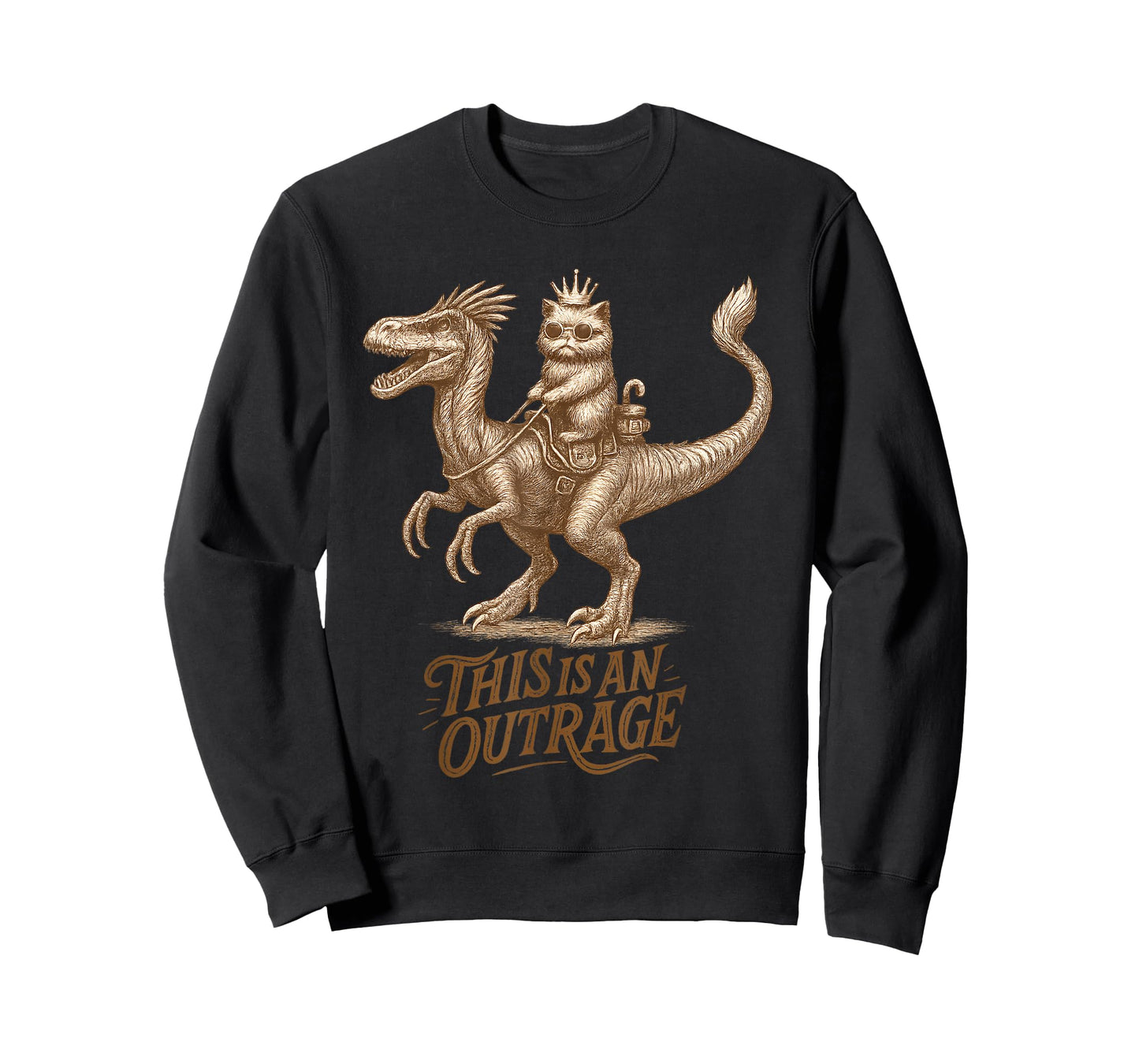 This is an Outrage Funny Princess Cat Riding Dinosaur T-Shirt