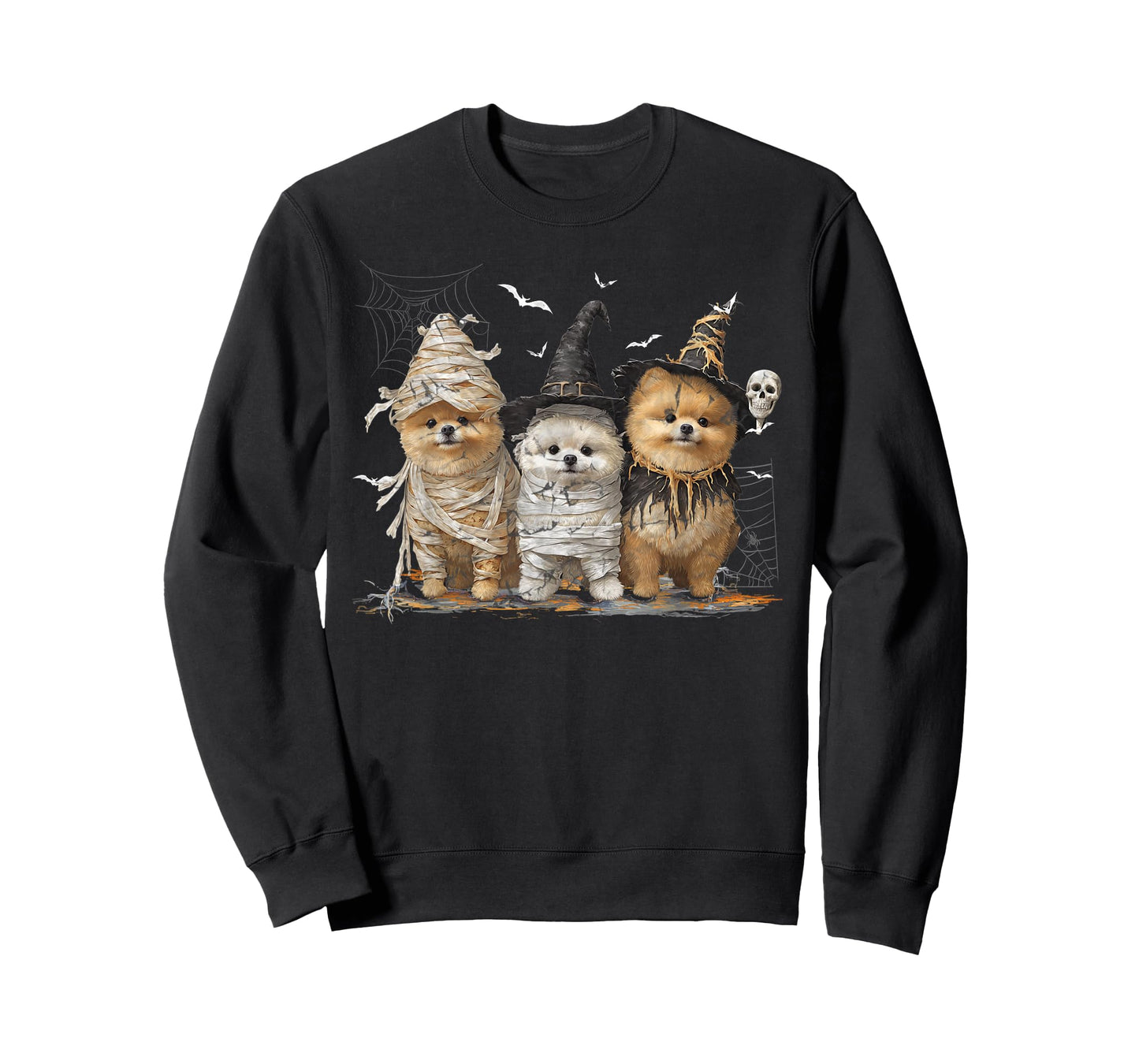 Cute Pomeranian Dog Dressed Ghost Funny Halloween T-Shirt