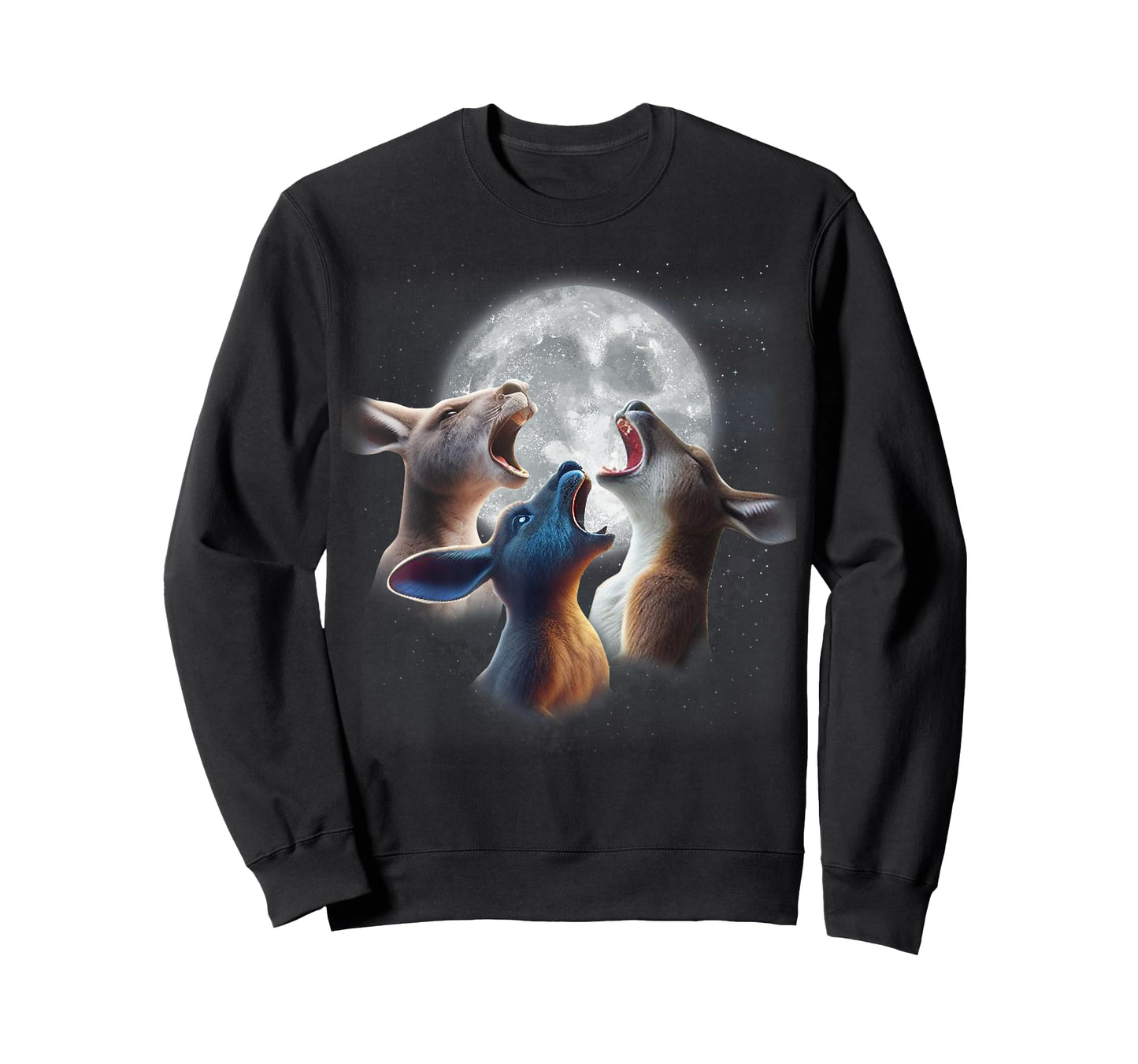 3 Kangaroos Howling At The Moon Funny Australian Kangaroo T-Shirt