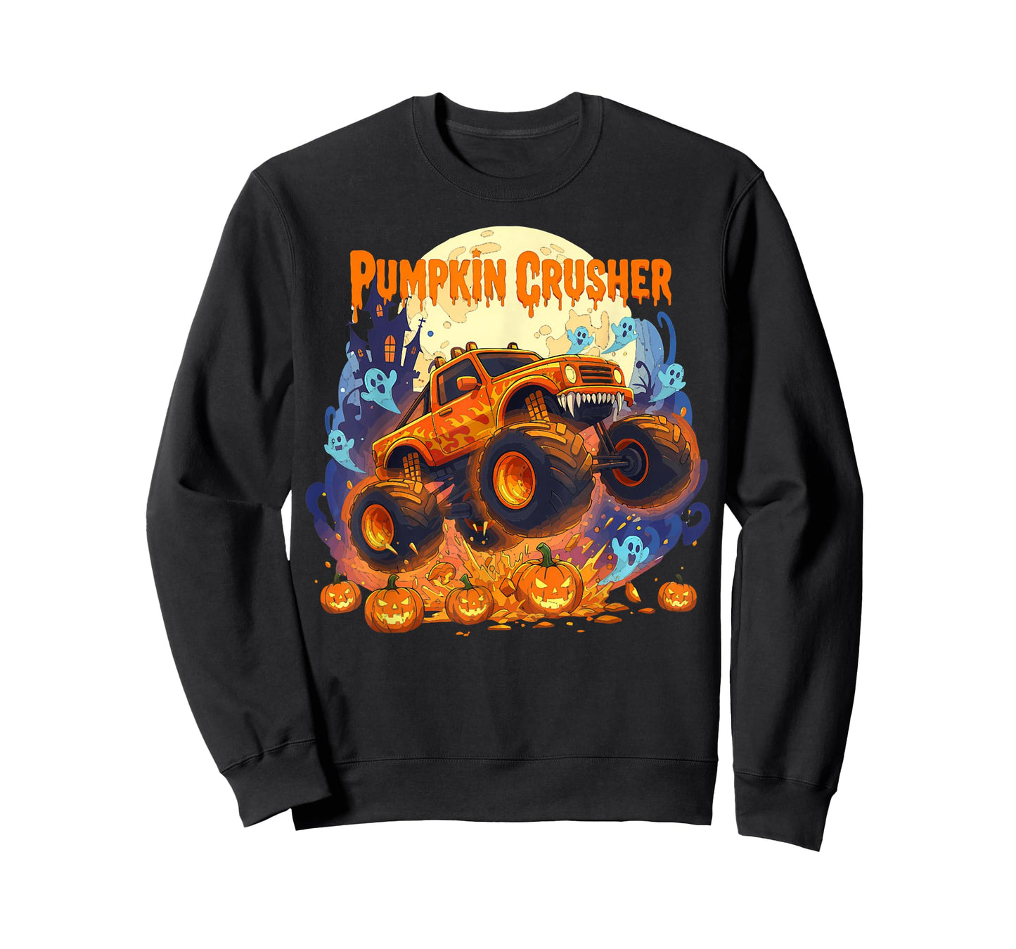 Pumpkin Crusher Monster Truck Ghosts Halloween for Boys T-Shirt