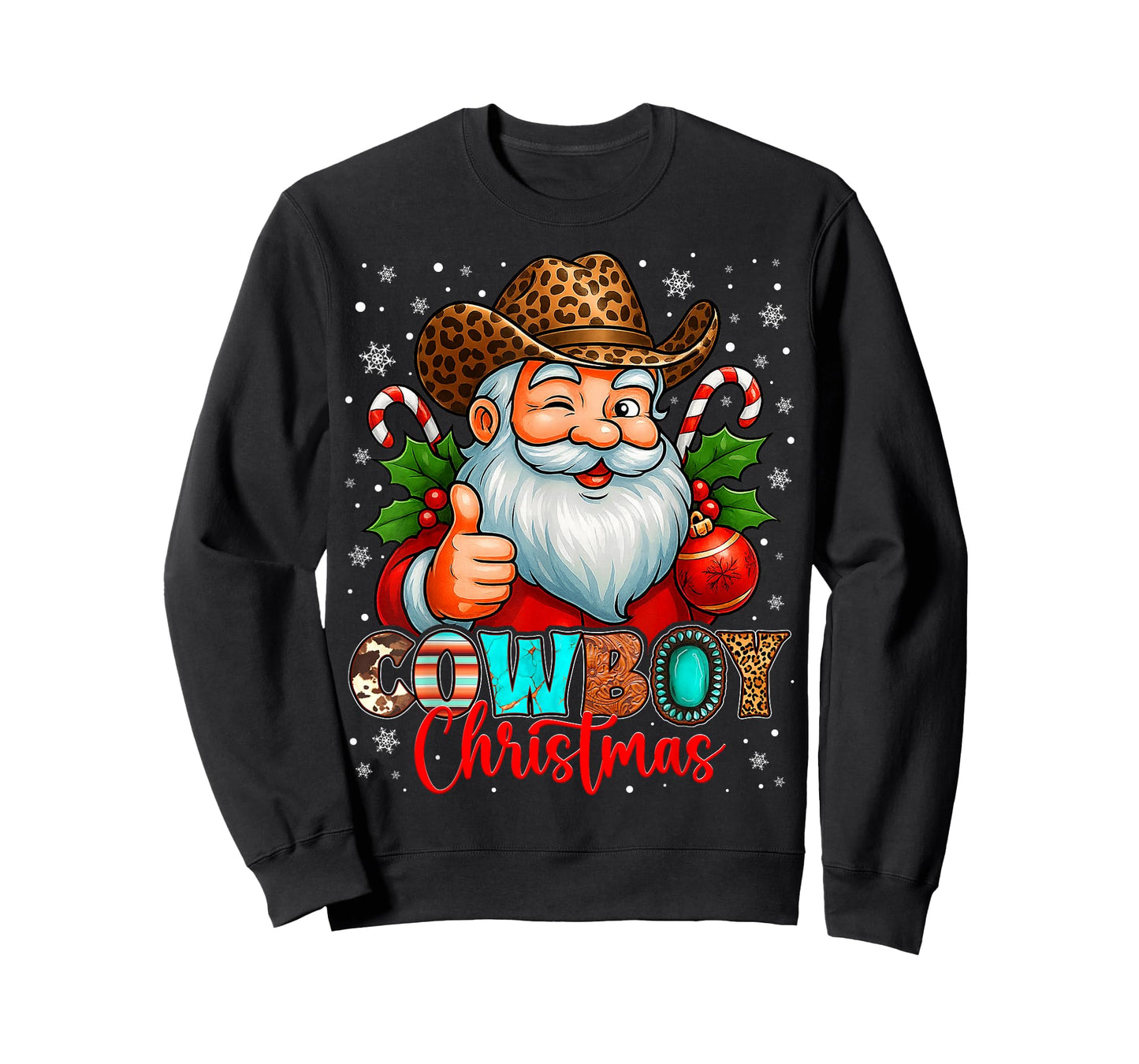 Cowboy Christmas Santa Pajamas Xmas Men Boy Kids Outfit Gift T-Shirt