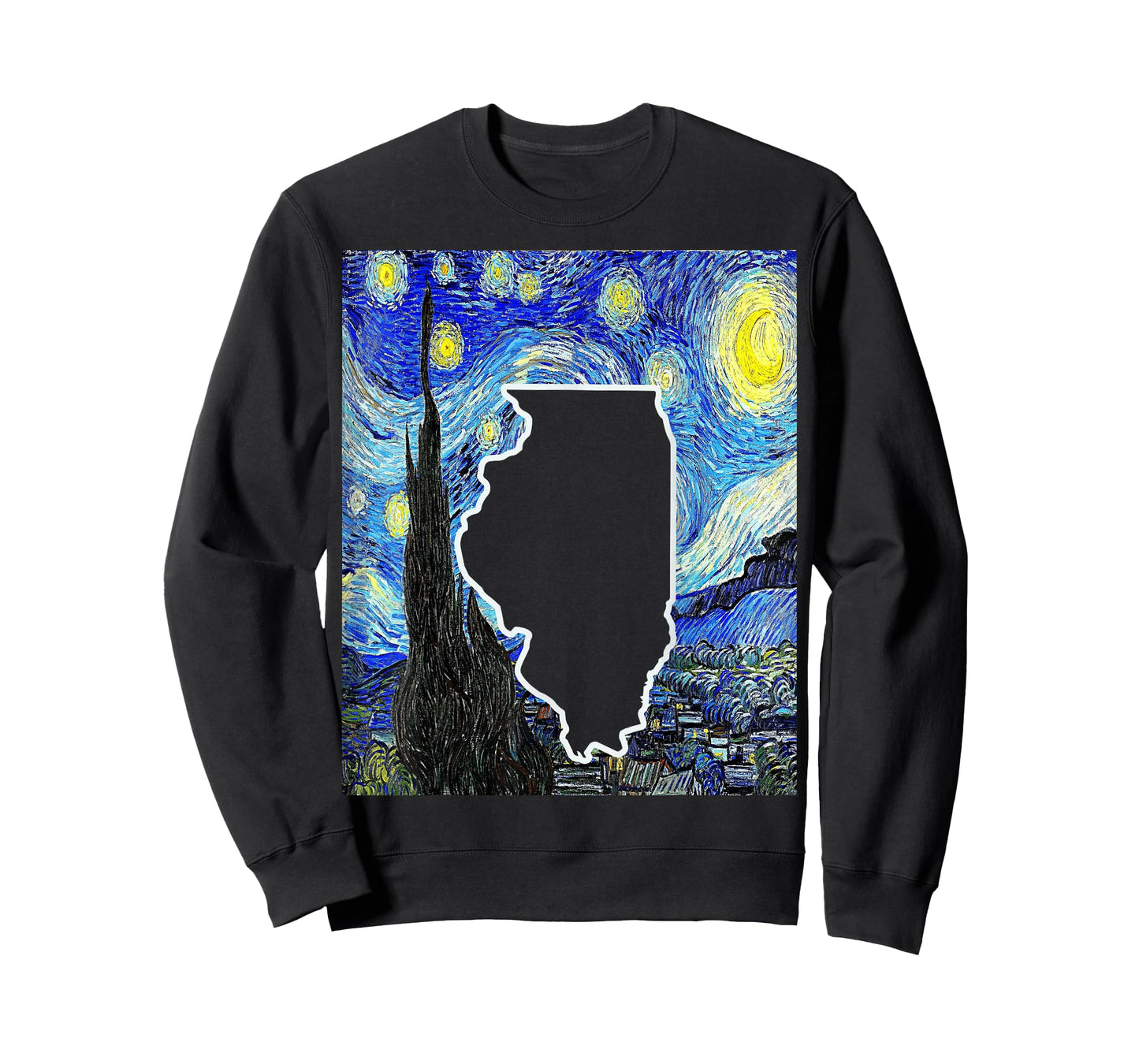 State Of Illinois Starry Night Illinois Map Illinoisan T-Shirt