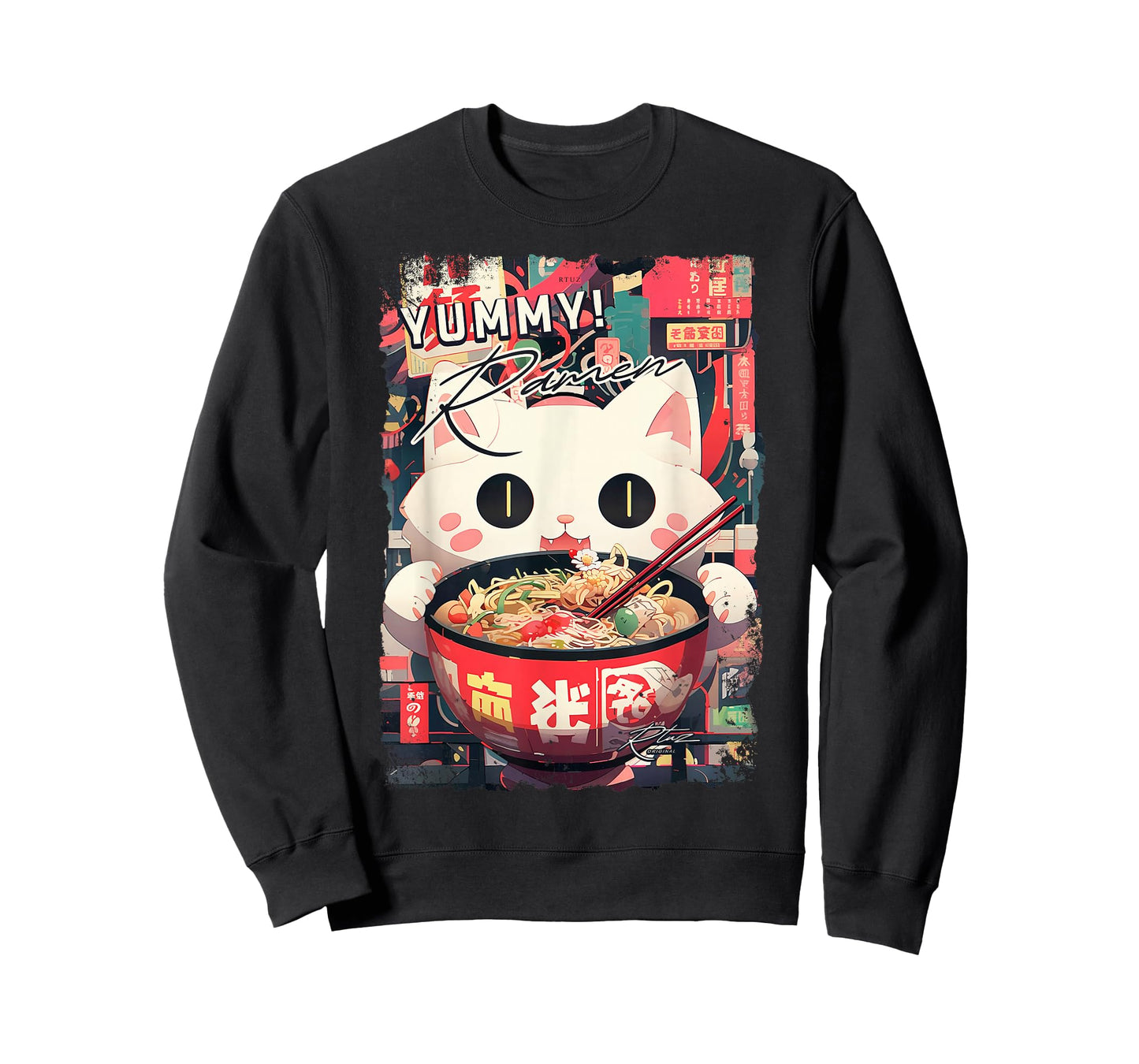 Ramen Noodles Cat Japan Y2K Kawaii Retro Cats Manga Anime T-Shirt