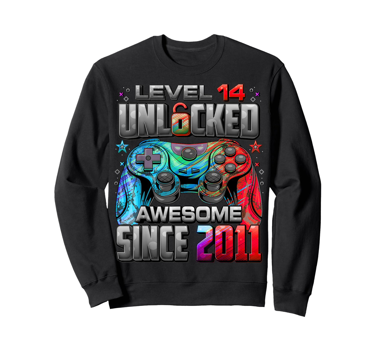 Level 14 Unlocked Awesome Since 2011 14th Birthday Gaming T-Shirt