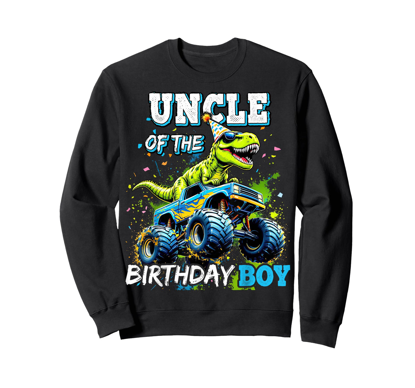 Uncle of the Birthday Boy Monster Truck Dinosaur Party T Rex T-Shirt