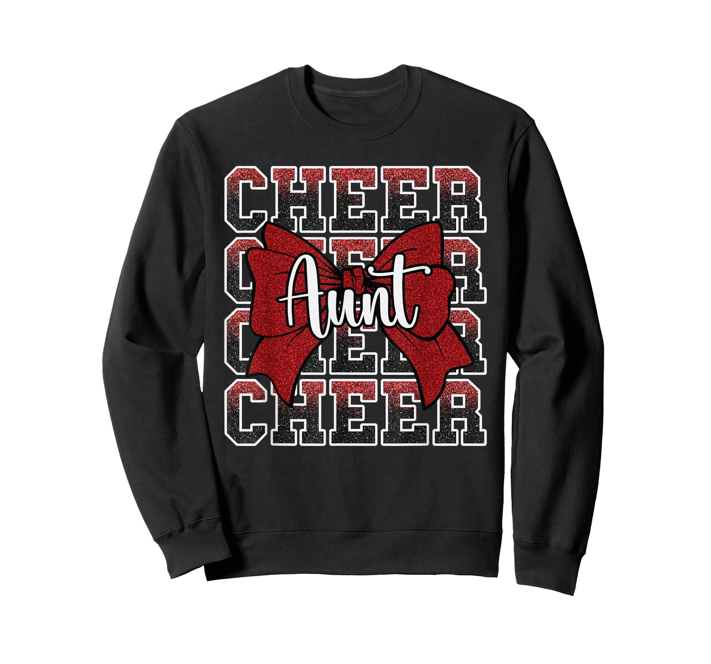 Cheer Aunt Auntie Bow Sport Cheerleader Cheerleading Red T-Shirt