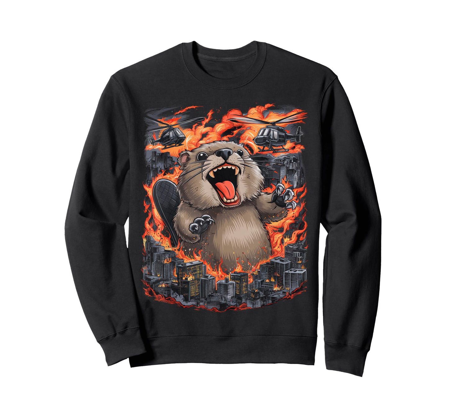 Chubby Giant Beaver Kaiju Monster City Destruction Funny T-Shirt