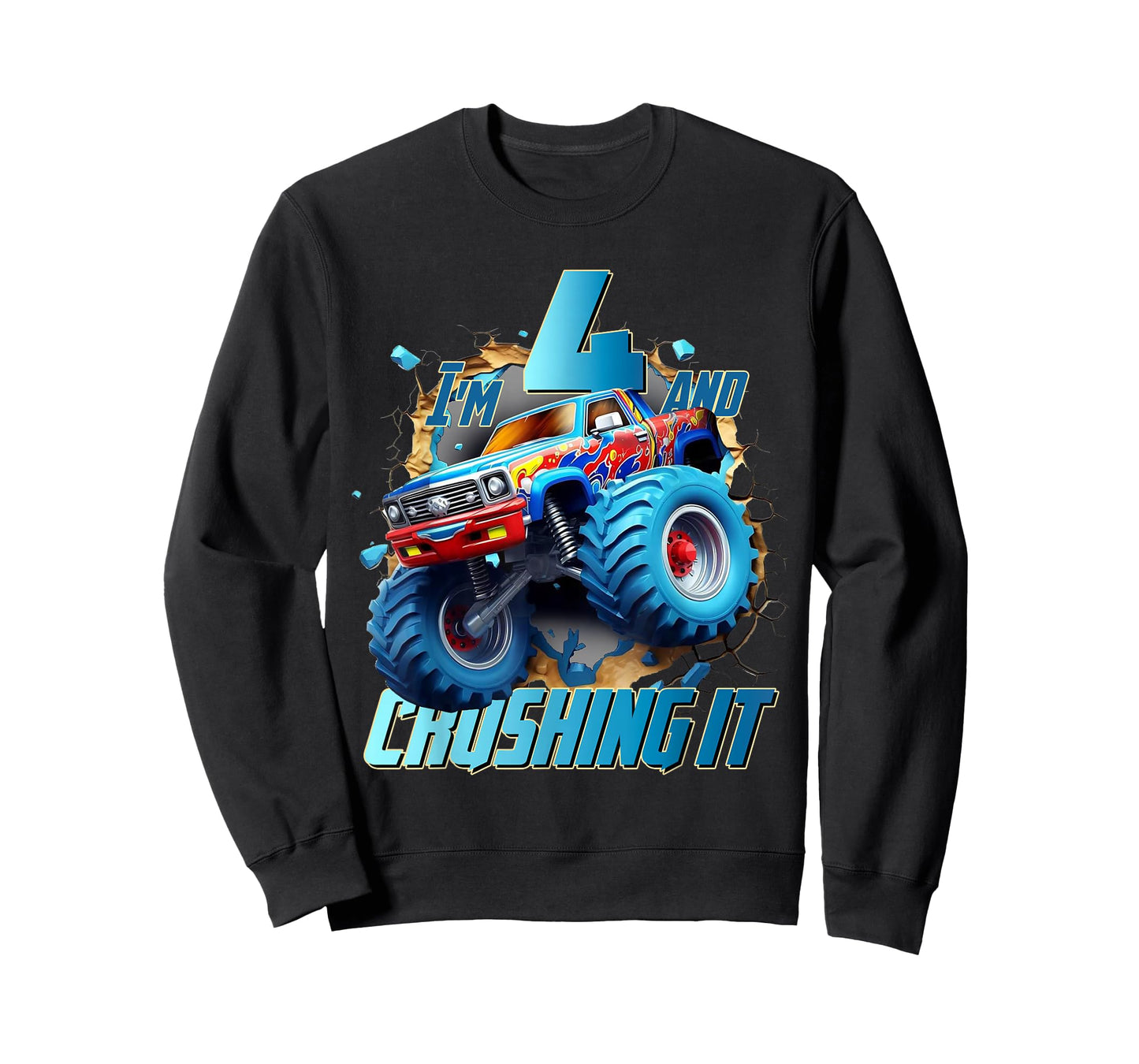 I'm Crushing it Monster Truck 4 Year Old Boys 4th Birthday T-Shirt
