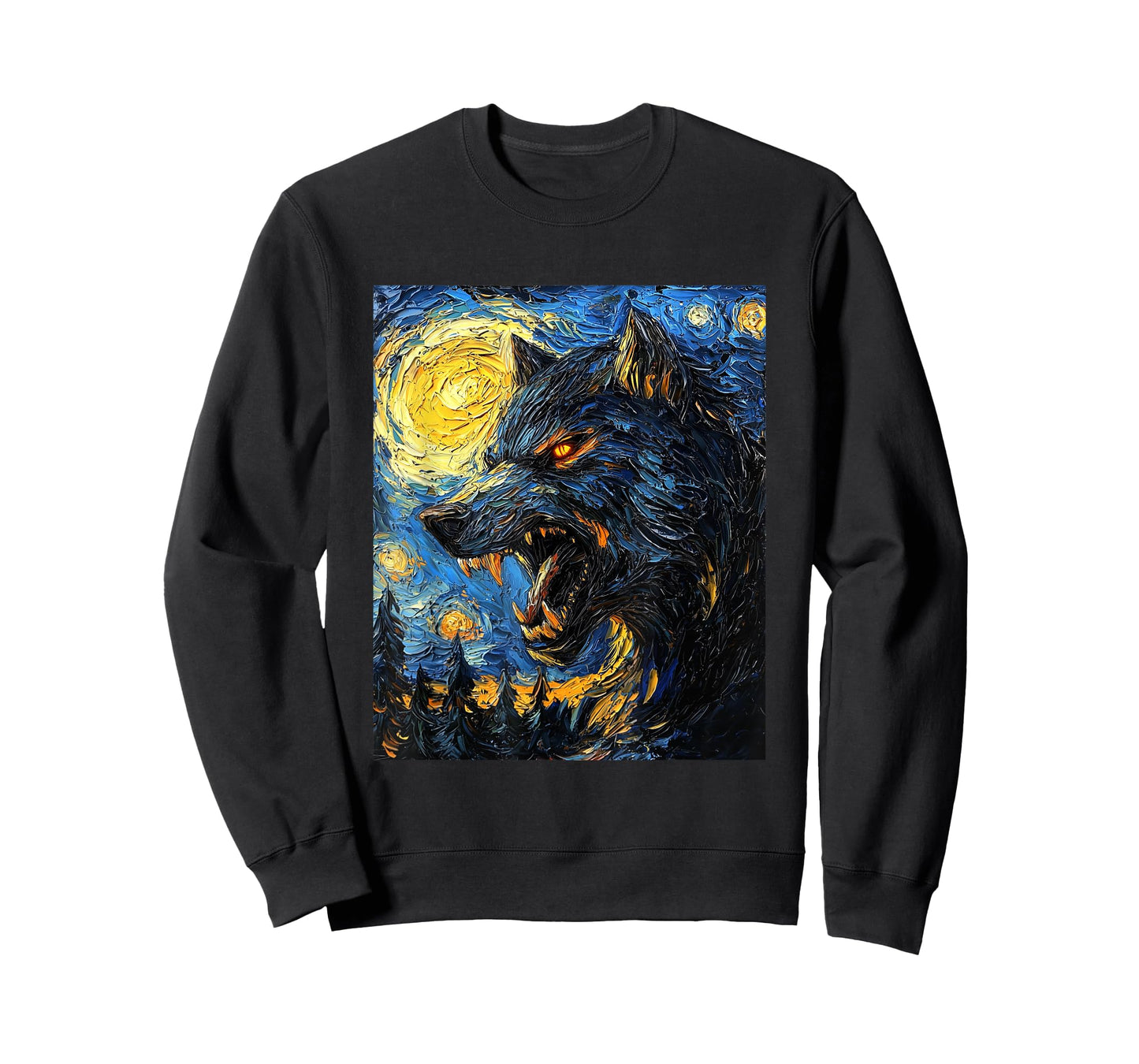 Werewolf Wolf Wolves - Van Gogh Style – Starry Night Graphic T-Shirt