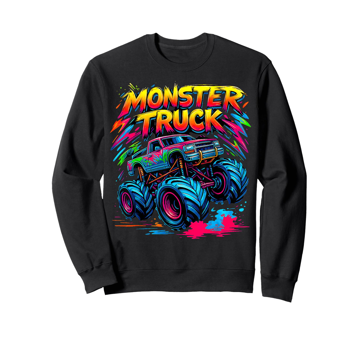 Monster Truck Retro Colorful Graffiti s Youth Adults T-Shirt