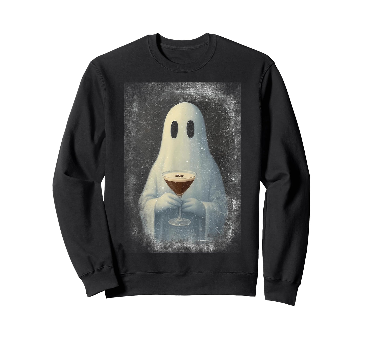 Ghost Drinking Espresso Martini Halloween Spooky Autumn Fall T-Shirt