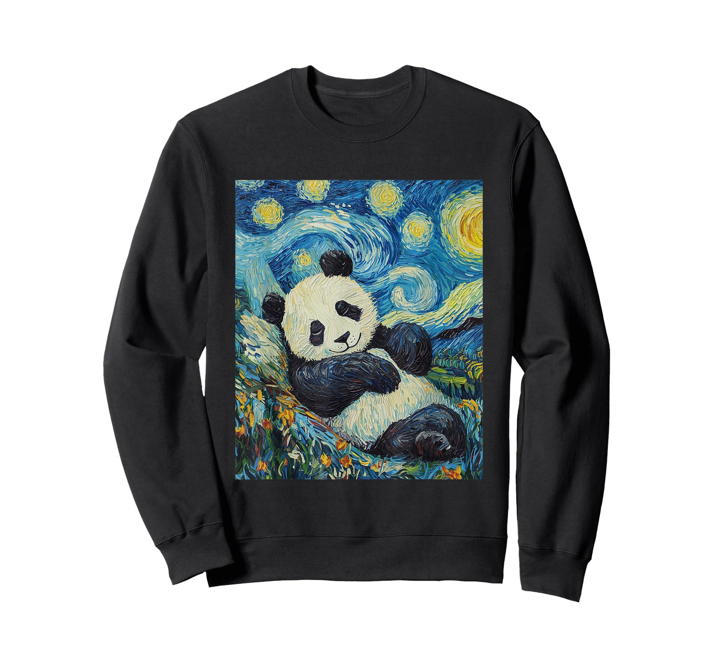Cute Panda Bear - Van Gogh Style - Starry Night Graphic T-Shirt