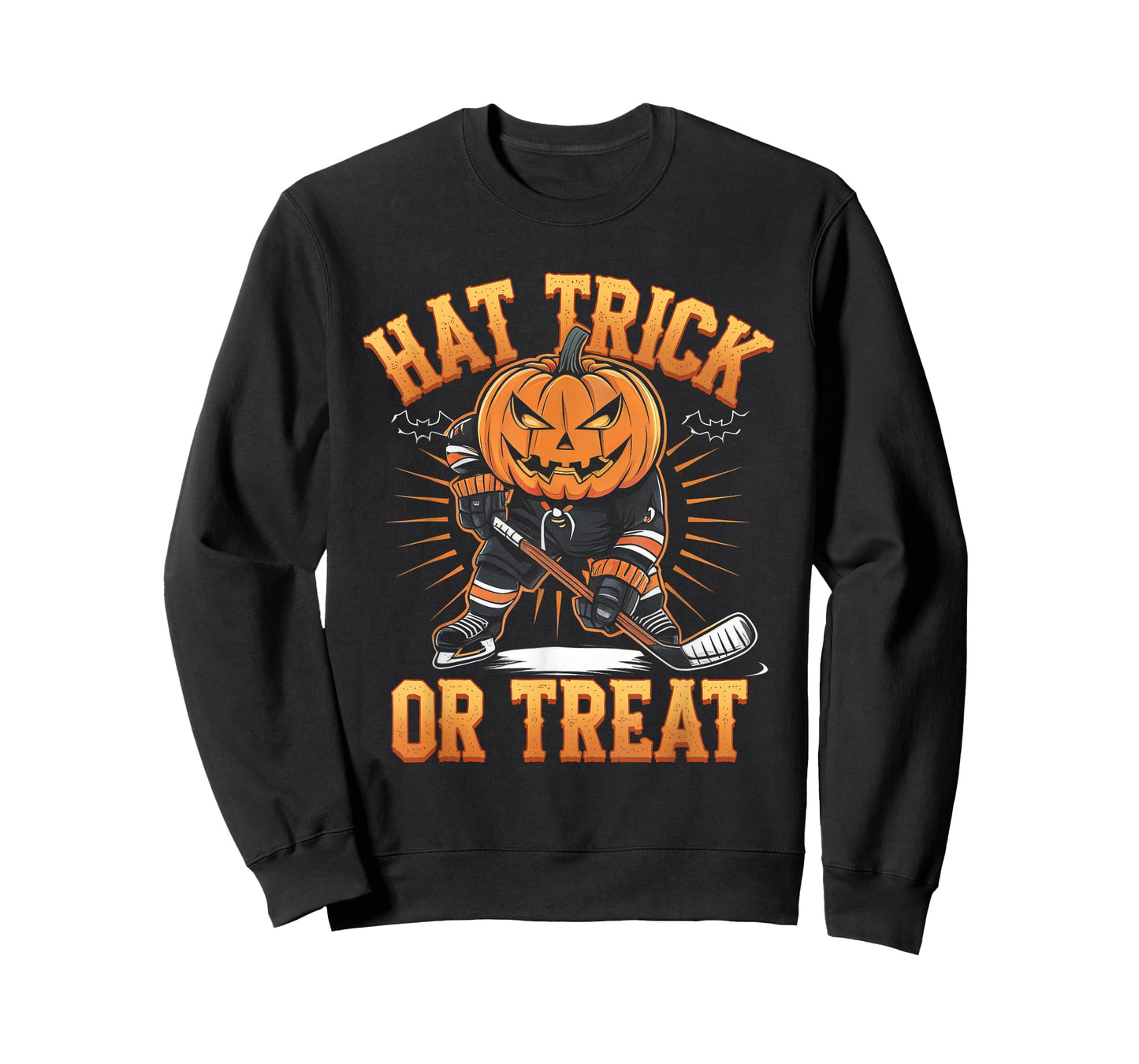Halloween Hat Tricks Or Treat Ice Hockey Player Pumpkin Head T-Shirt