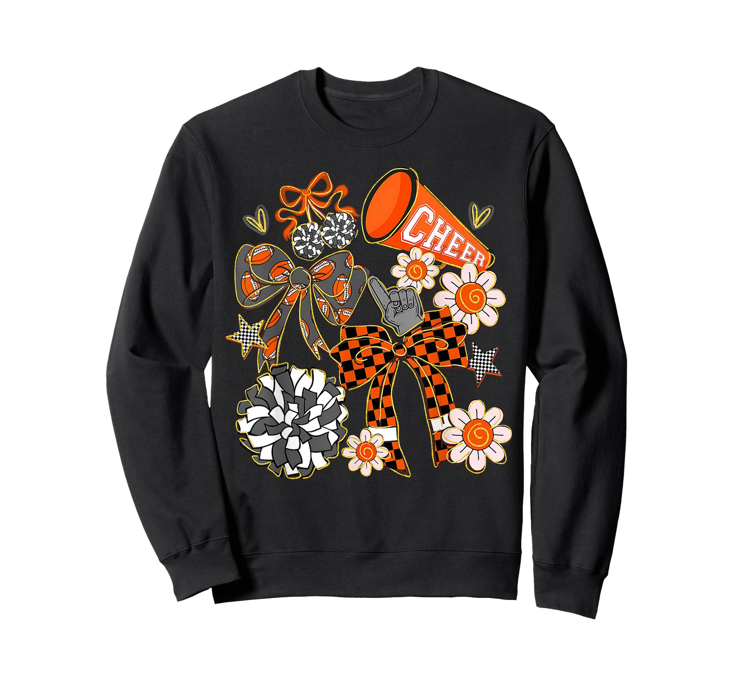 Coquette Cheer Bow Sport Cheerleader Orange Game Day T-Shirt