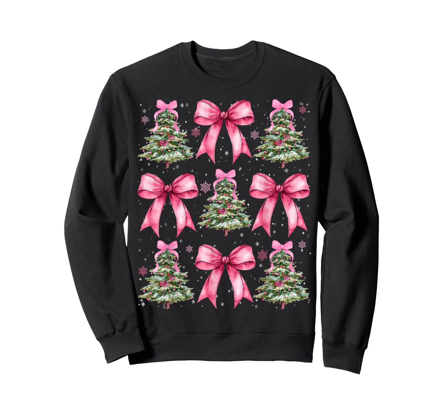 Pink Coquette Bow Xmas Holiday Christmas Tree Girl Women T-Shirt