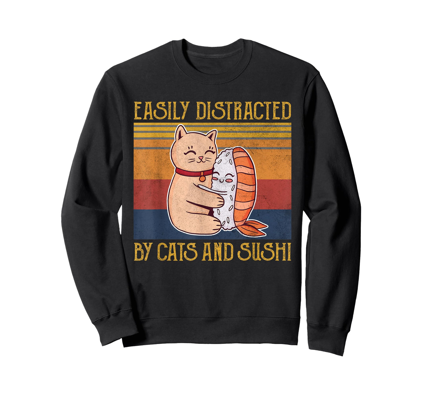 Cat Sushi Lover Gift Easily Distracted By Cats and Sushi T-Shirt