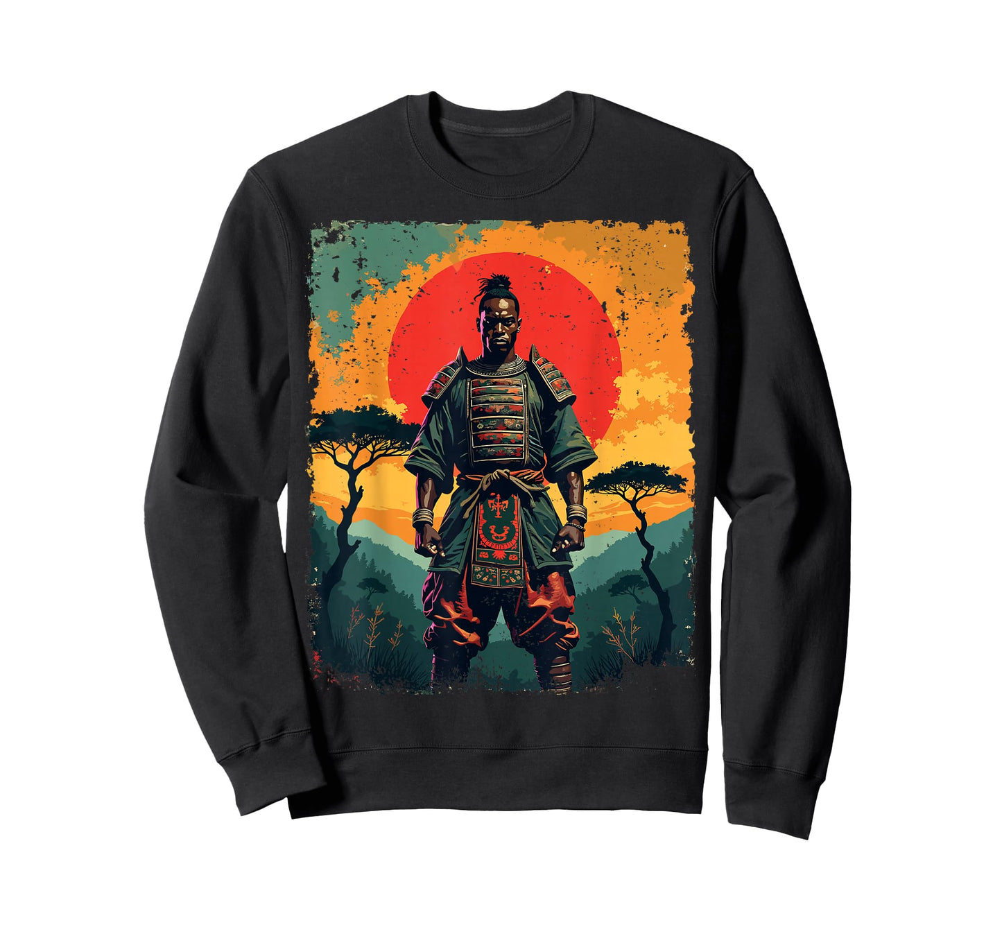 African Samurai Warrior Afro Vintage Artwork T-Shirt