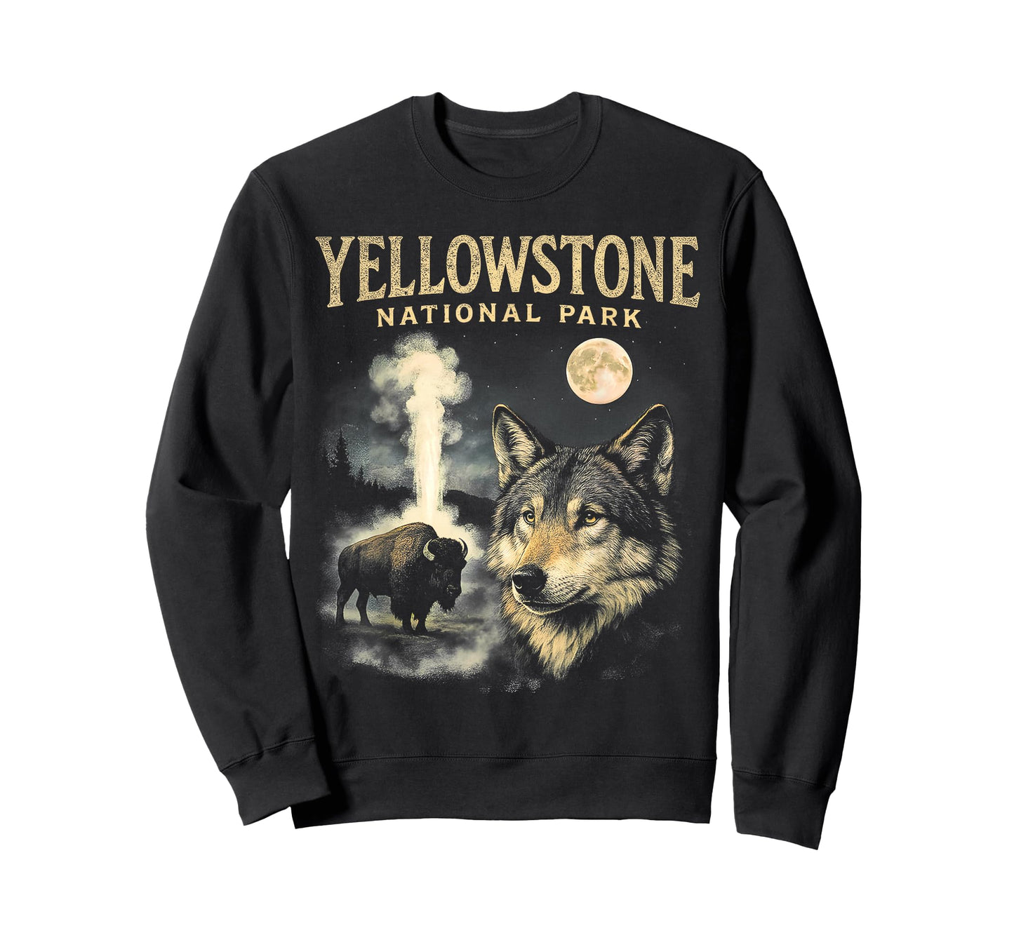 90s Yellowstone National Park Wolf And Bison Vintage T-Shirt