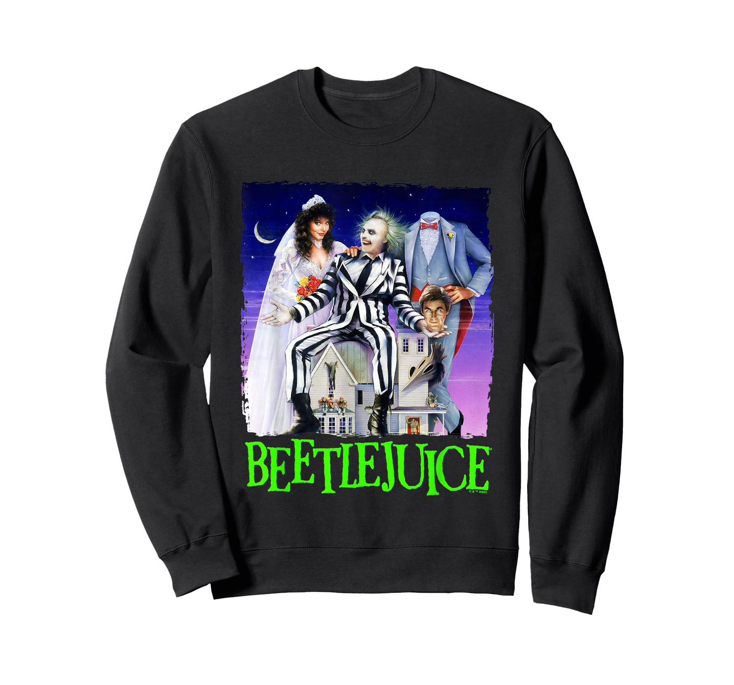 Beetlejuice Iconic Retro Group Shot Characters Chest Poster T-Shirt