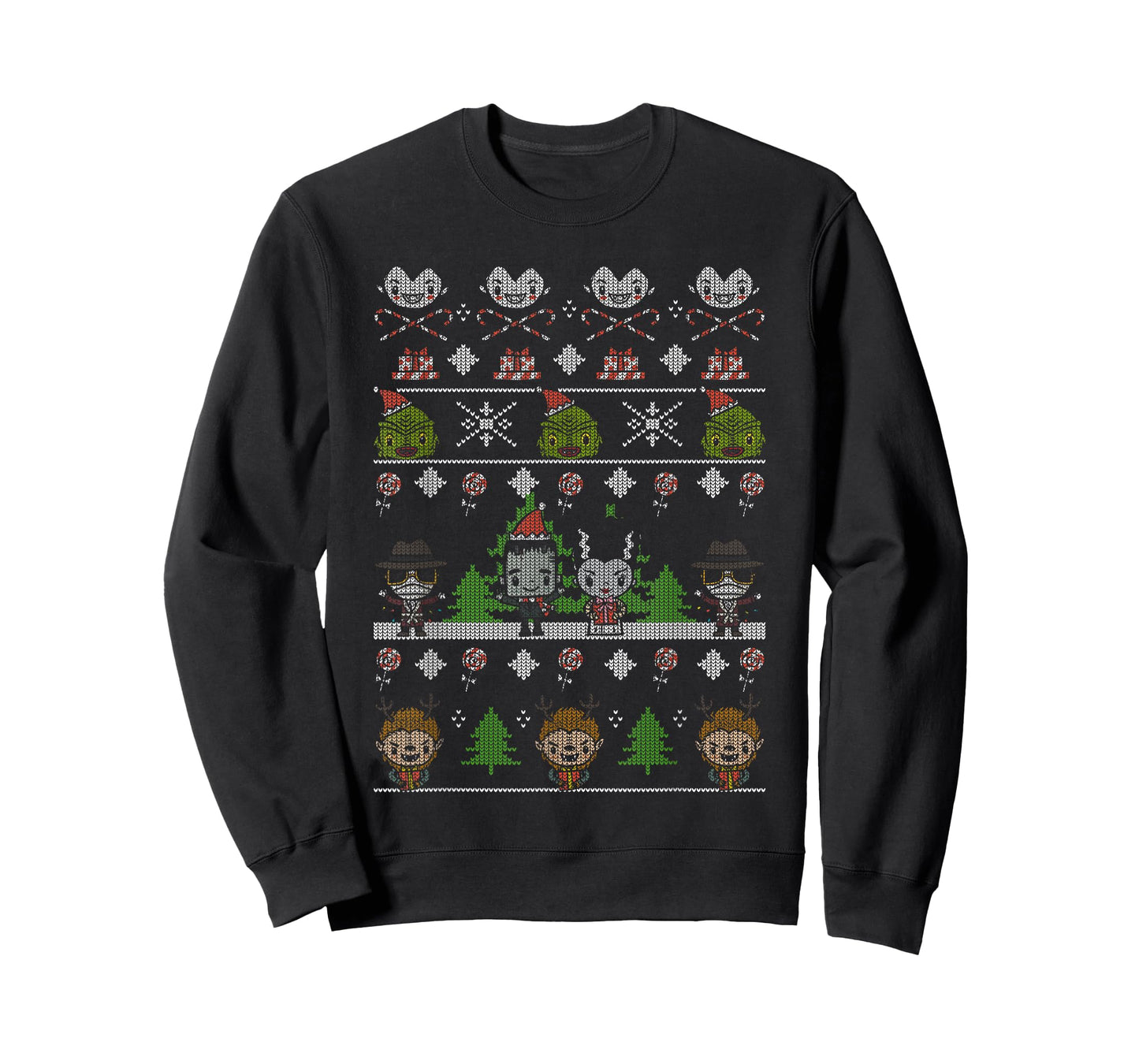 Universal Monsters Christmas Group Ugly Sweater Style T-Shirt