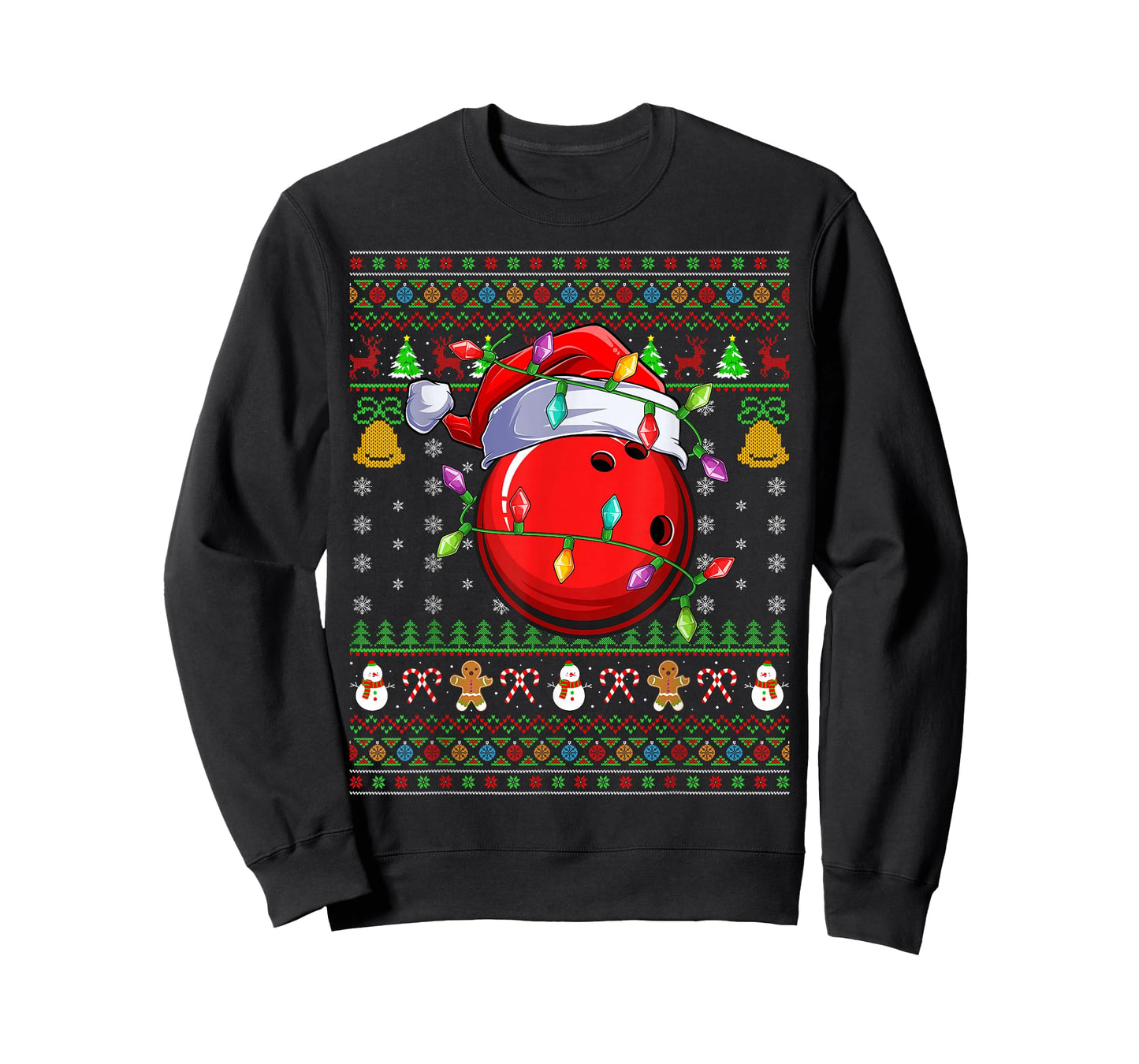 Bowling Ball Ugly Christmas Sweater Sports Player Funny Xmas T-Shirt