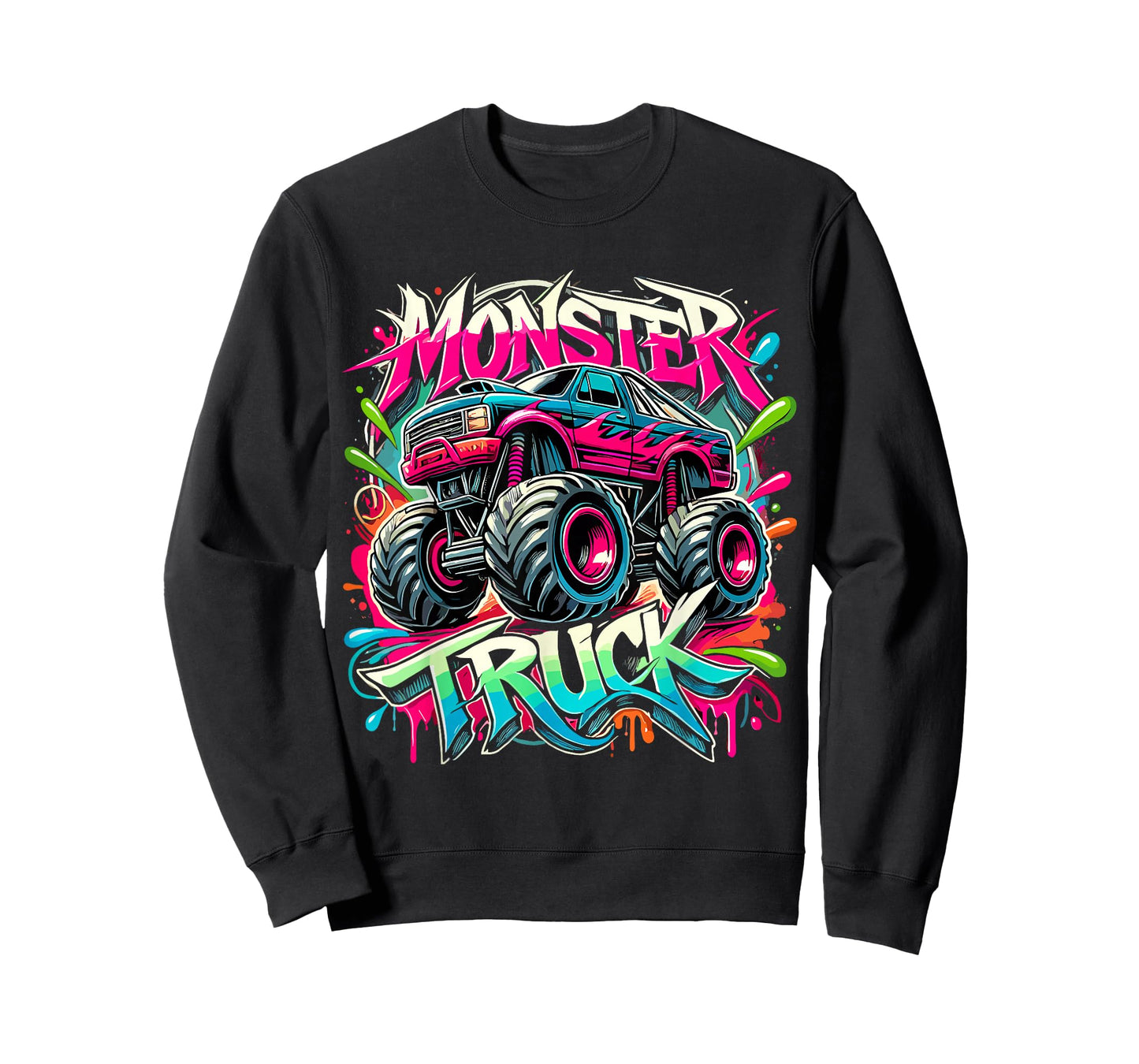 Monster Truck Colorful Graffiti Monster Truck Boy T-Shirt